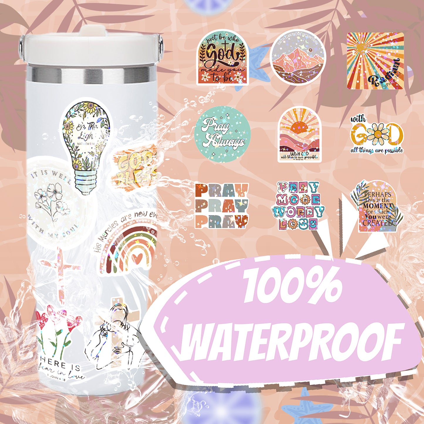 225 PCS Christian Bible Verse Stickers – Inspirational Journaling & Study Stickers for Water Bottles, Laptops, Notebooks & Scrapbooking – Waterproof