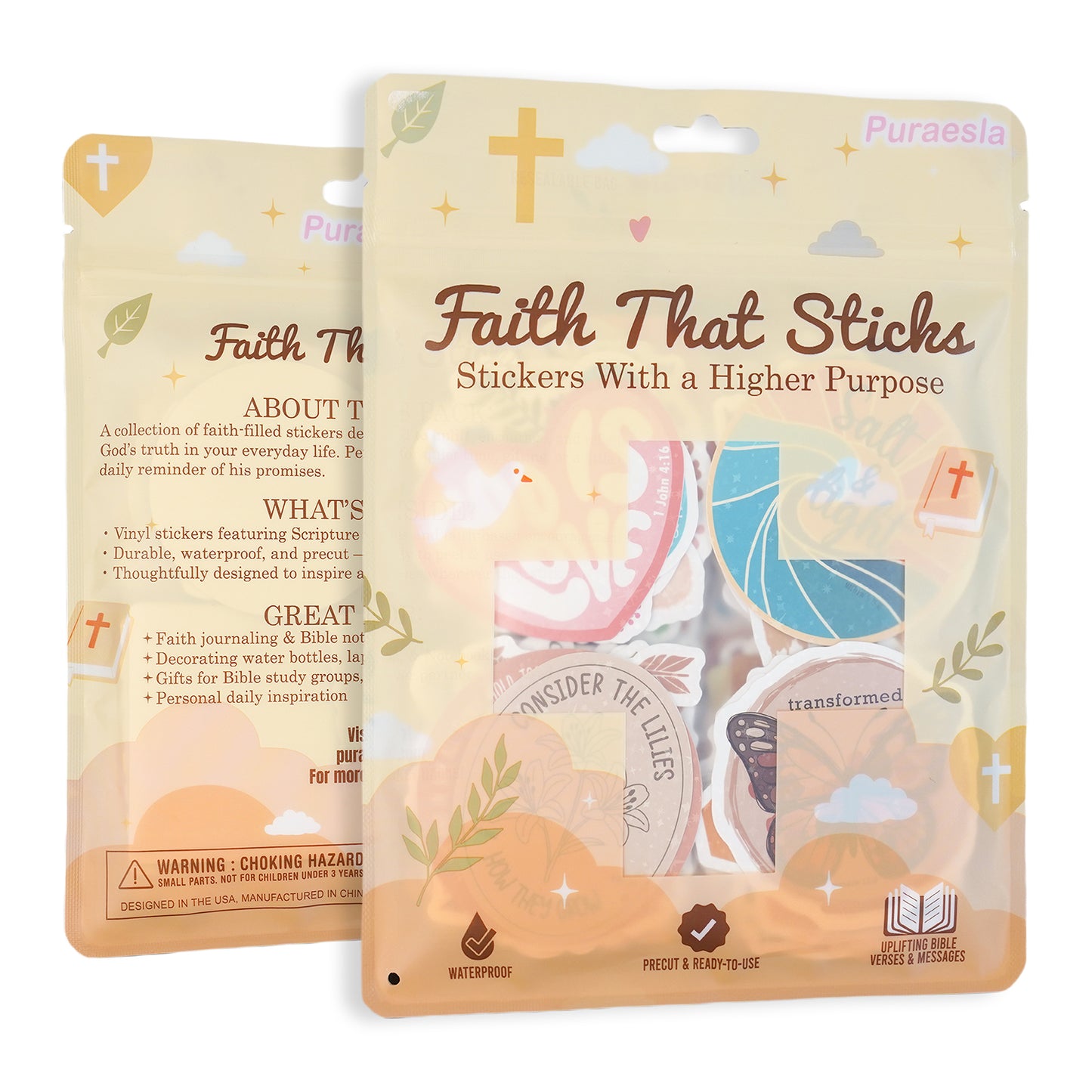 225 PCS Christian Bible Verse Stickers – Inspirational Journaling & Study Stickers for Water Bottles, Laptops, Notebooks & Scrapbooking – Waterproof