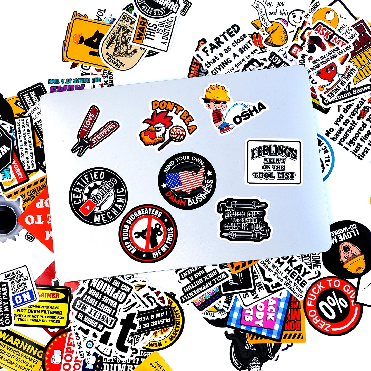 224 PCS Hard Hat Stickers for Adults Funny Sarcastic Waterproof Vinyl Bulk for Water Bottle, Helmet, Tool Box, Electrician, Mechanic Construction Blue Collar Gifts