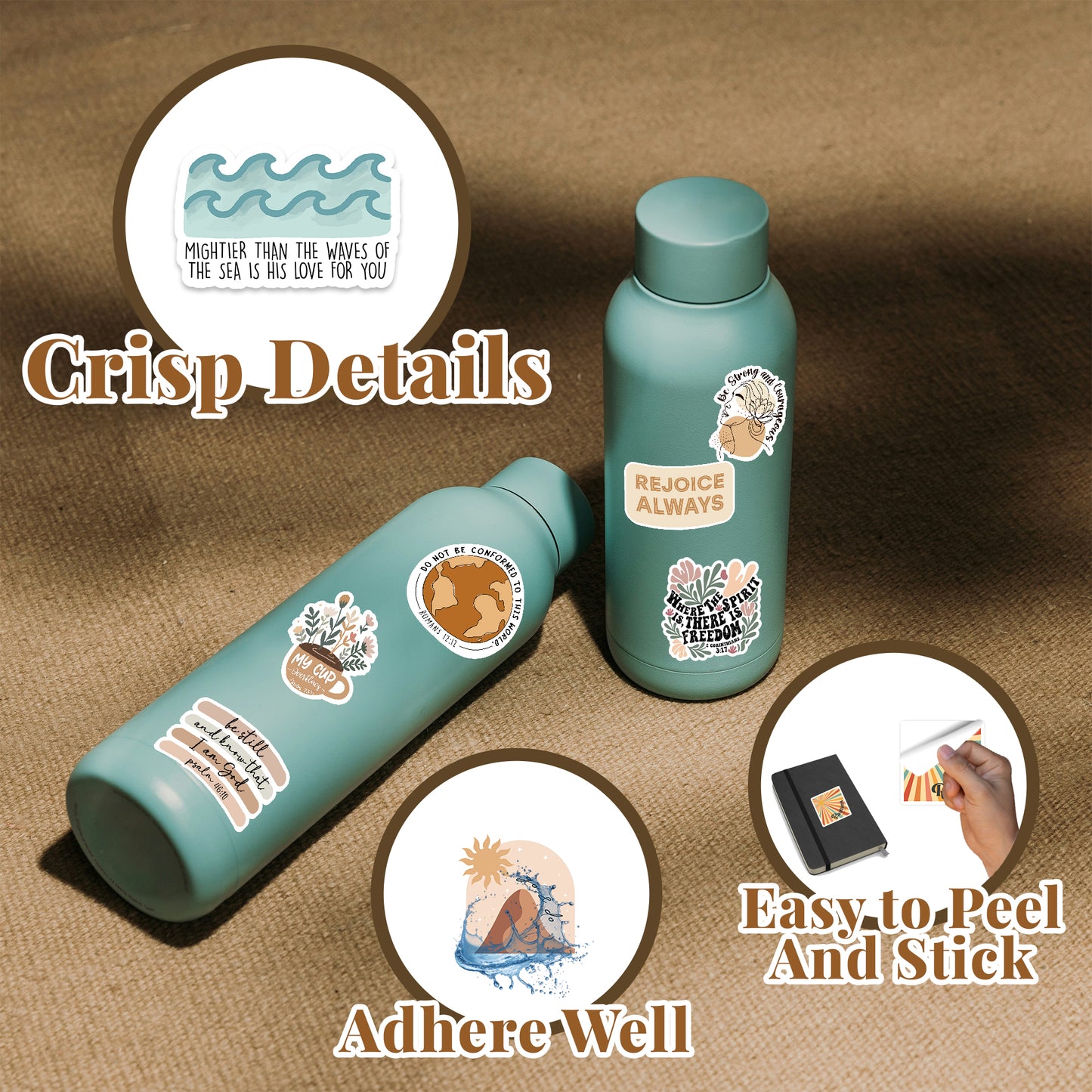 160pcs Boho Christian Stickers Inspirational Bible Verse Stickers, Waterproof Vinyl Faith & Jesus Decals for Journaling Bibles Water Bottle Scrapbook Laptop Gifts for Kids