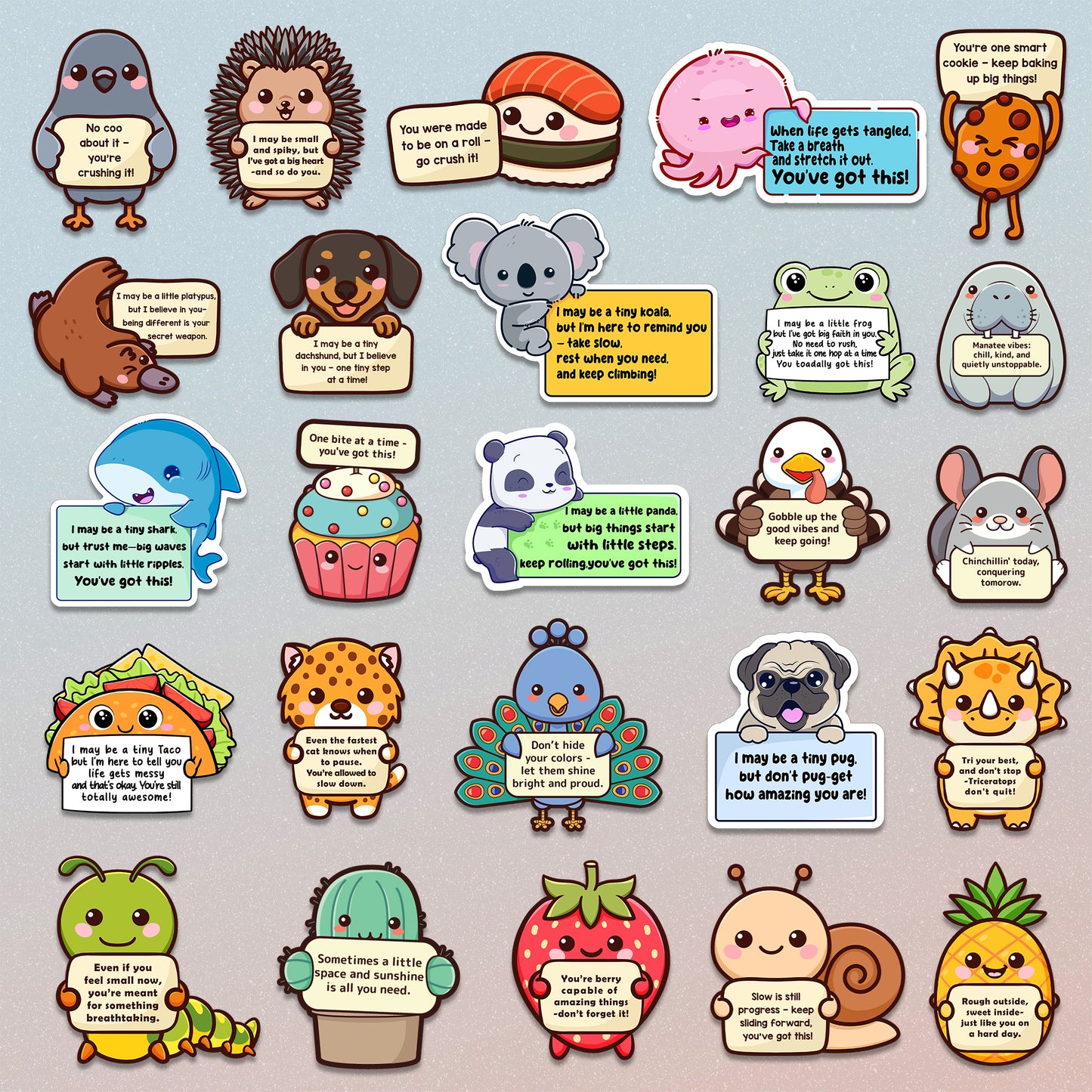 100PCS Emotional Support Animal Stickers – Affirmation Sticker Pack for Adults or Kids Cute Inspirational Buddies for Water Bottles, Laptops, Phones, Positive Quote Vinyl