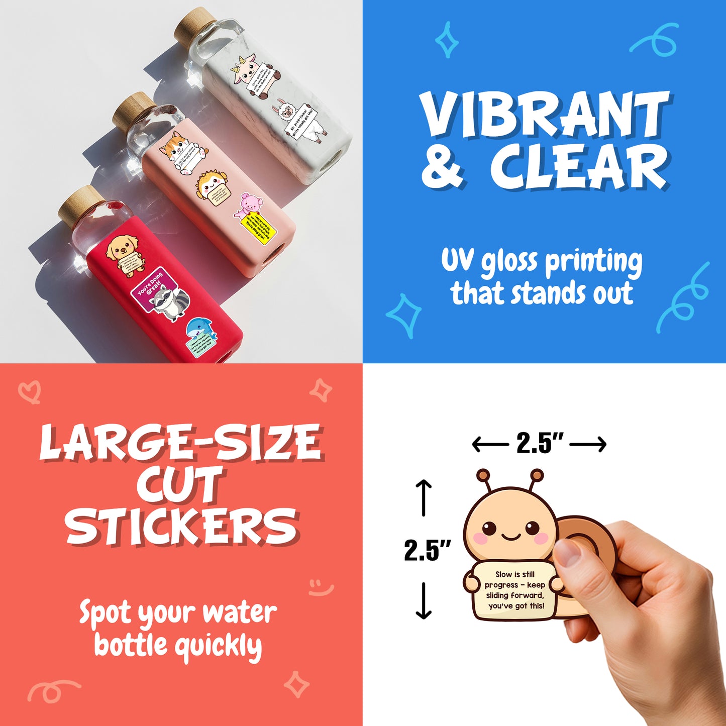 100PCS Emotional Support Animal Stickers – Affirmation Sticker Pack for Adults or Kids Cute Inspirational Buddies for Water Bottles, Laptops, Phones, Positive Quote Vinyl