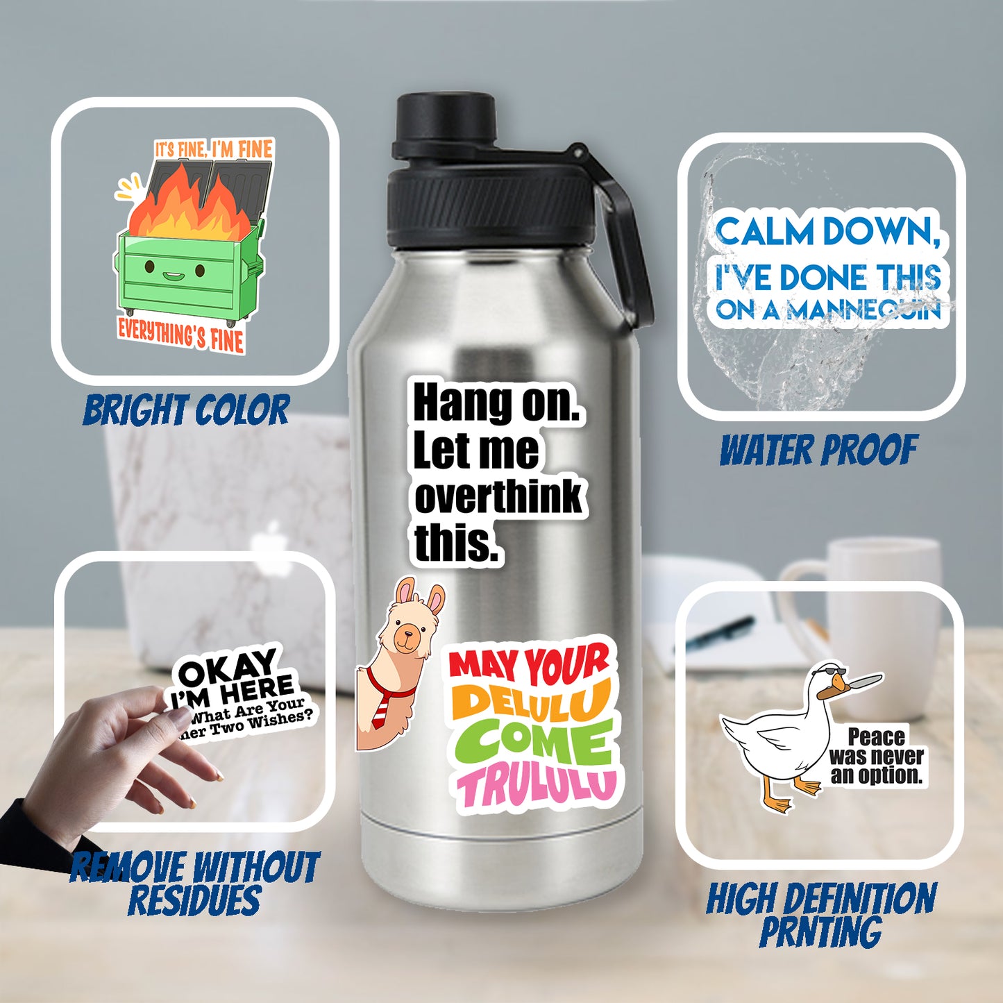 130 Pcs Funny Saying Stickers for Adults Quote Water Bottles Stickers Pack Waterproof Cool Accessory for Laptop, Bumper, Phone, Hard Hats, Wall, Window Decals