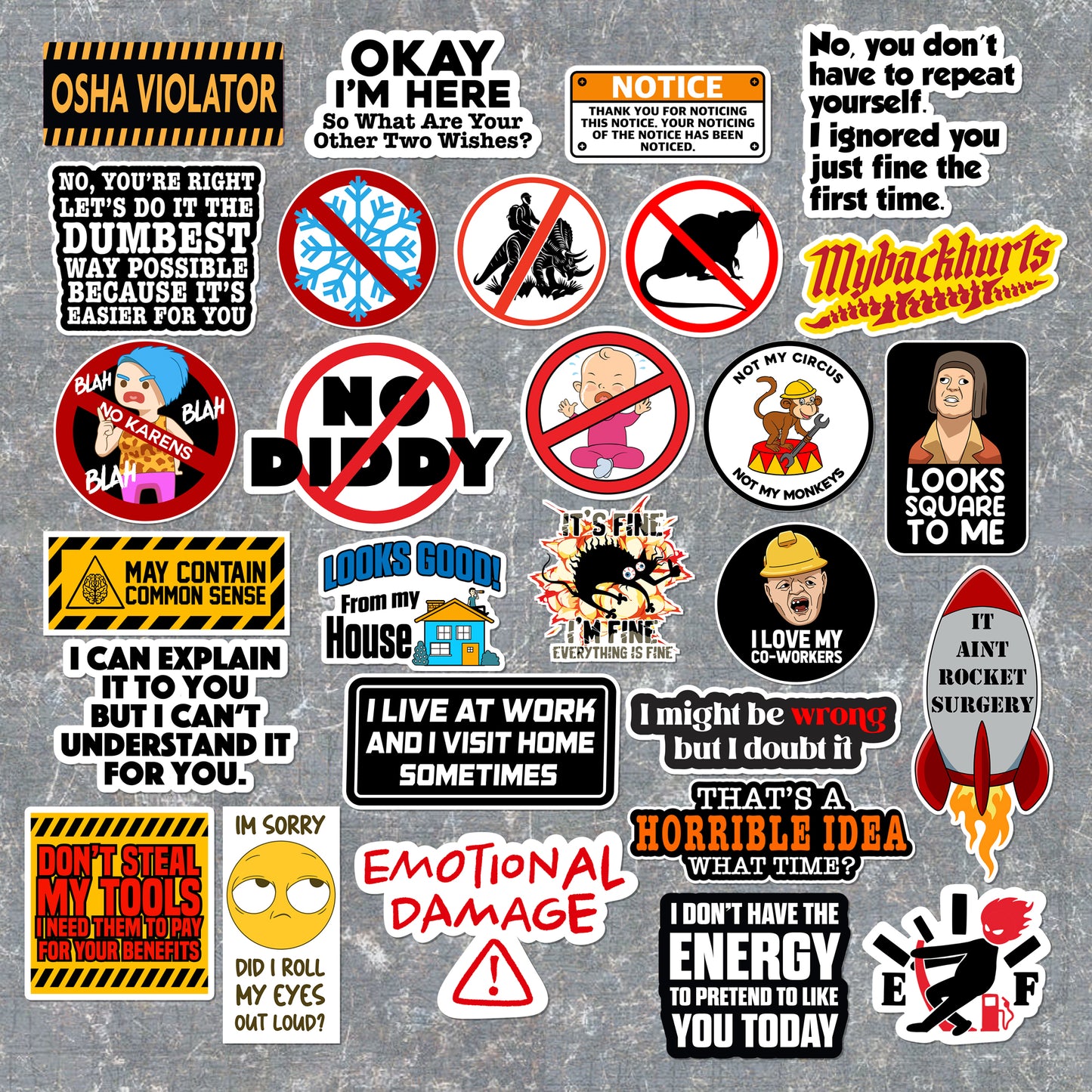 225PCS Funny Hard Hat Stickers Adults - Breakroom Humor Waterproof Vinyl for Welding Helmet, Tool Box, Electrician, Mechanic Tools - Blue Collar Gifts for Co-Workers No Repeat