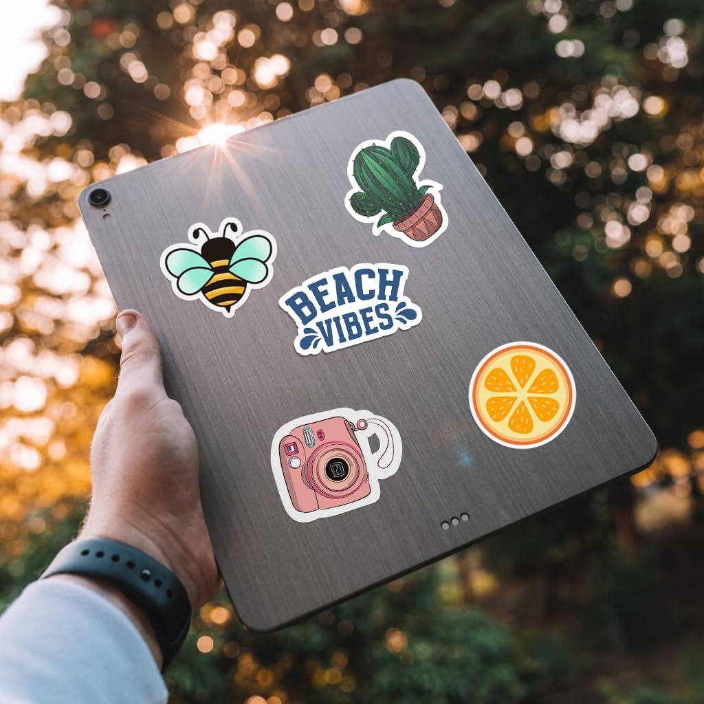 120 PCS Holographic Preppy Beach Stickers for Laptops, Water Bottle, Phone, Cups, Mugs, Hydro Ocean Cute Aesthetic Preppy Sticker Pack for Girls (120)