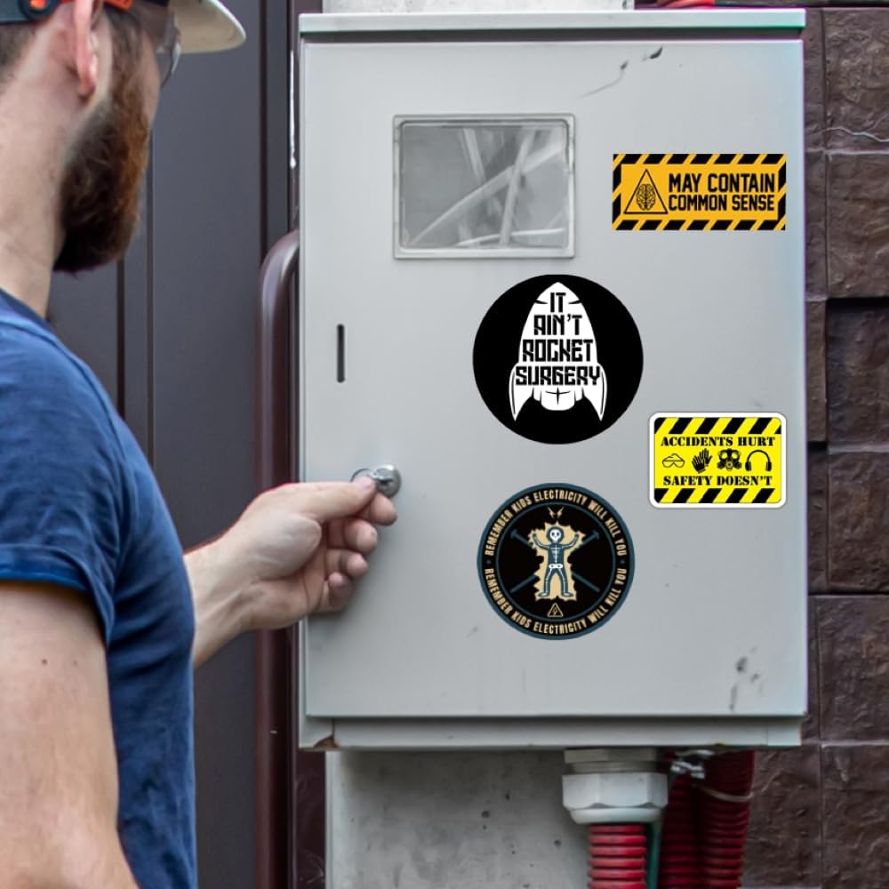 150 PCS Funny Hard Hat Stickers for Adults Dark Humor, Hilarious Decals for Tool Box, Helmet, Blue Collar Prank Meme Vinyl Waterproof Gift for Dads Father