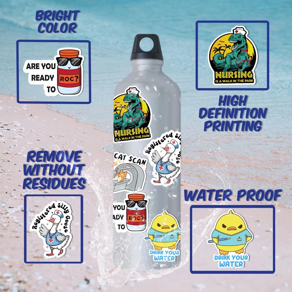 120Pcs Funny Nurse Stickers, Nursing Gifts, Hilarious Sticker Pack, Medical Decals for Computer, Cups, Planner Laptop, Water Bottle Gifts for Health Care Workers (120, Nurse)