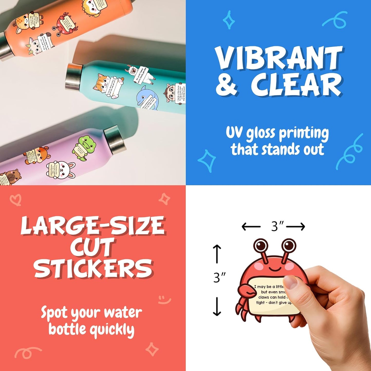 50PCS Emotional Support Animal Stickers – Affirmation Sticker Pack for Adults or Kids Cute Inspirational Buddies for Water Bottles, Laptops, Phones, Positive Quote Vinyl