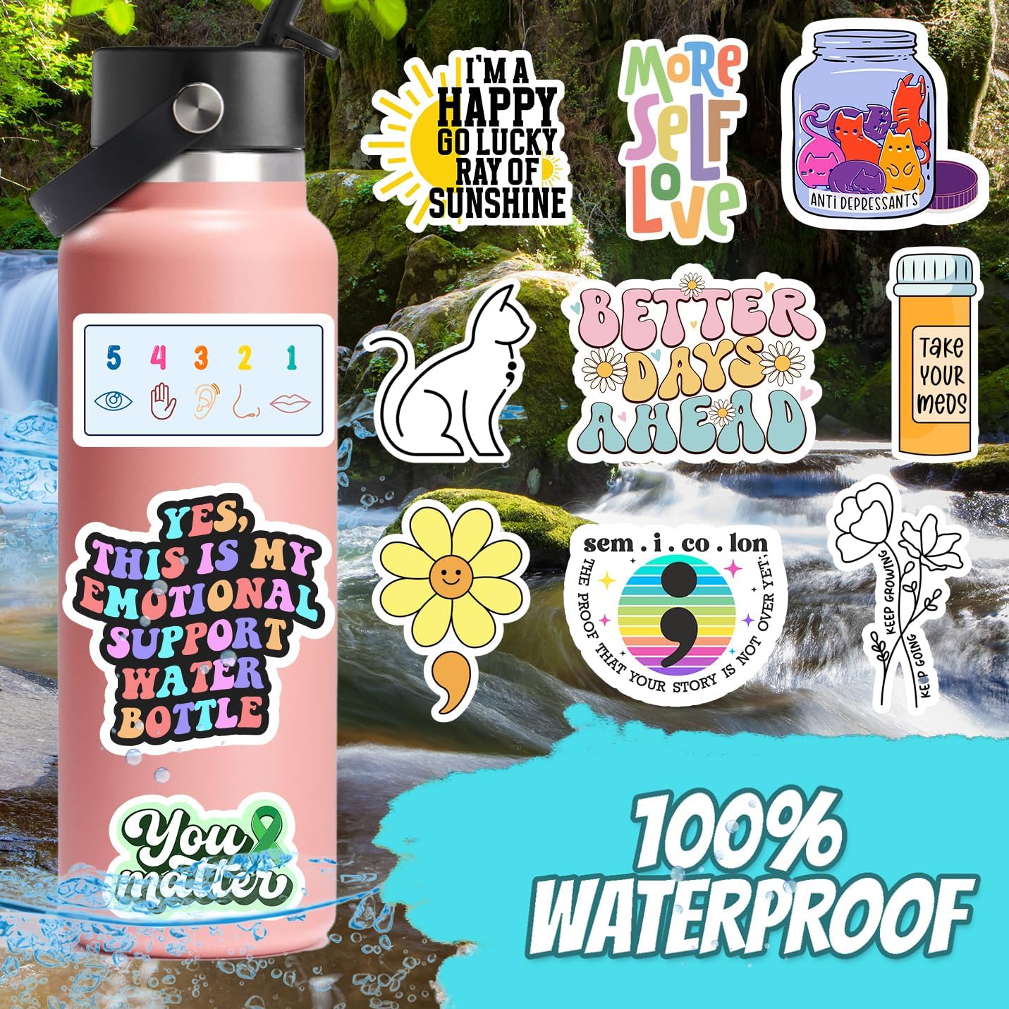 150 PCS Mental Health Matters Stickers Pack for Journals, Laptops, Water Bottles, Therapist Office Decor, Counselor Office Must Haves, Positive Quote Decals for Mental Health Awareness (150)