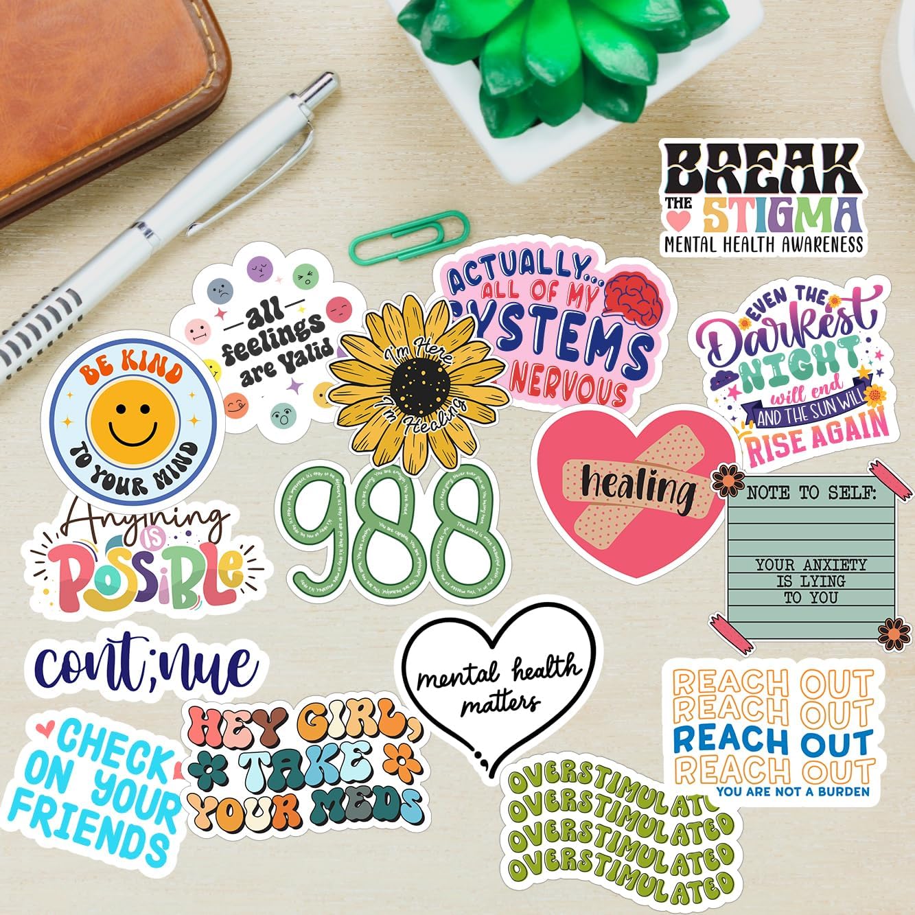 150 PCS Mental Health Matters Stickers Pack for Journals, Laptops, Water Bottles, Therapist Office Decor, Counselor Office Must Haves, Positive Quote Decals for Mental Health Awareness (150)