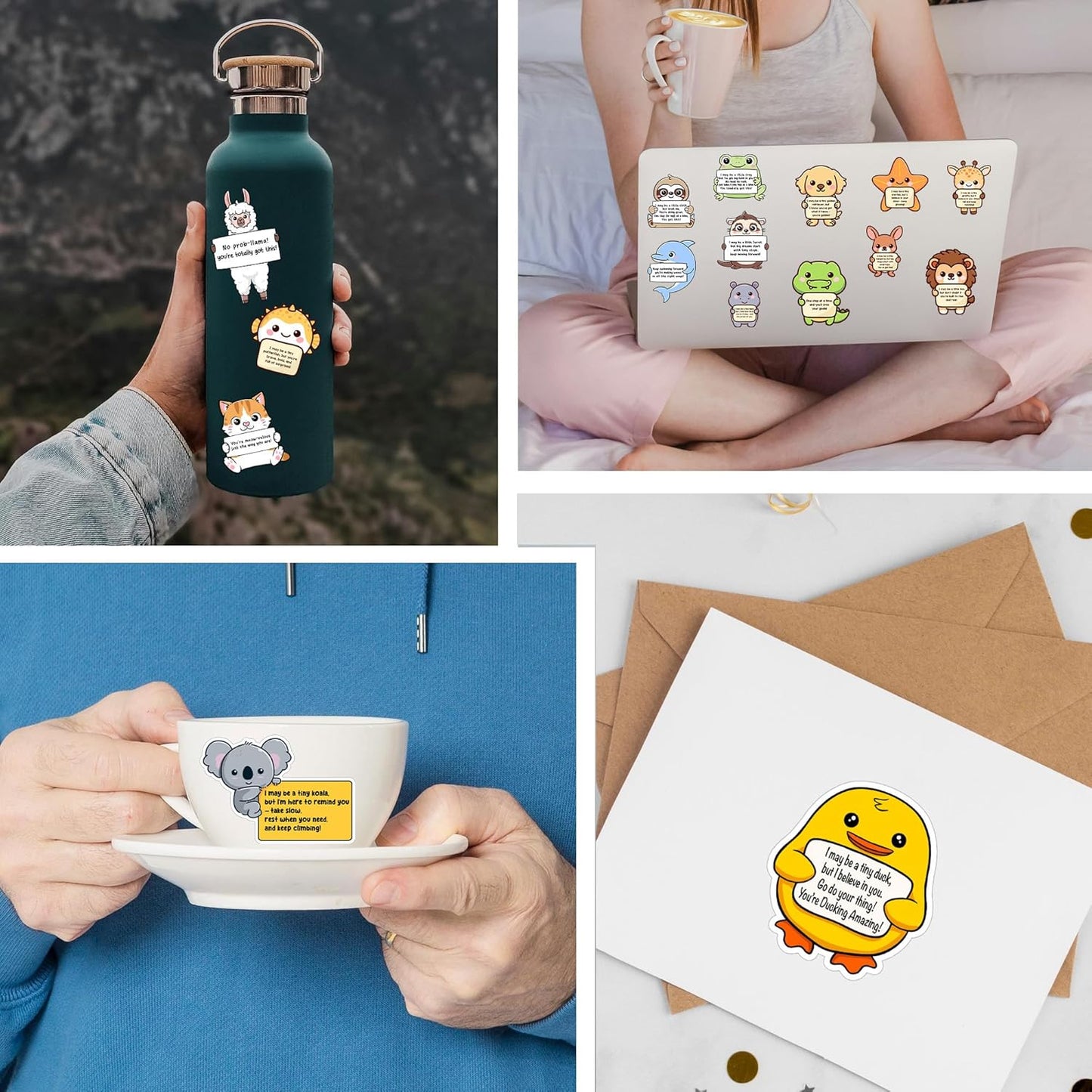 50PCS Emotional Support Animal Stickers – Affirmation Sticker Pack for Adults or Kids Cute Inspirational Buddies for Water Bottles, Laptops, Phones, Positive Quote Vinyl