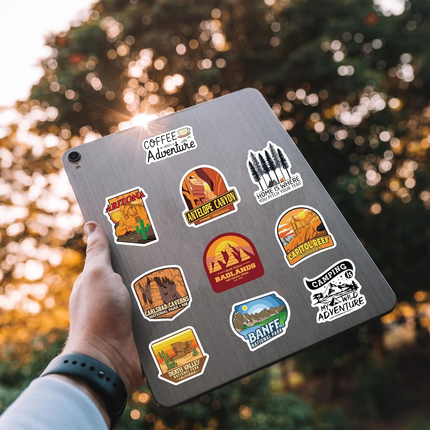 156 Pcs National Parks Sticker Pack, Outdoor Nature Camping Hiking Inspired Waterproof Vinyl Decals for Water Bottles Laptop Car, Travel Adventure Partks Sticker
