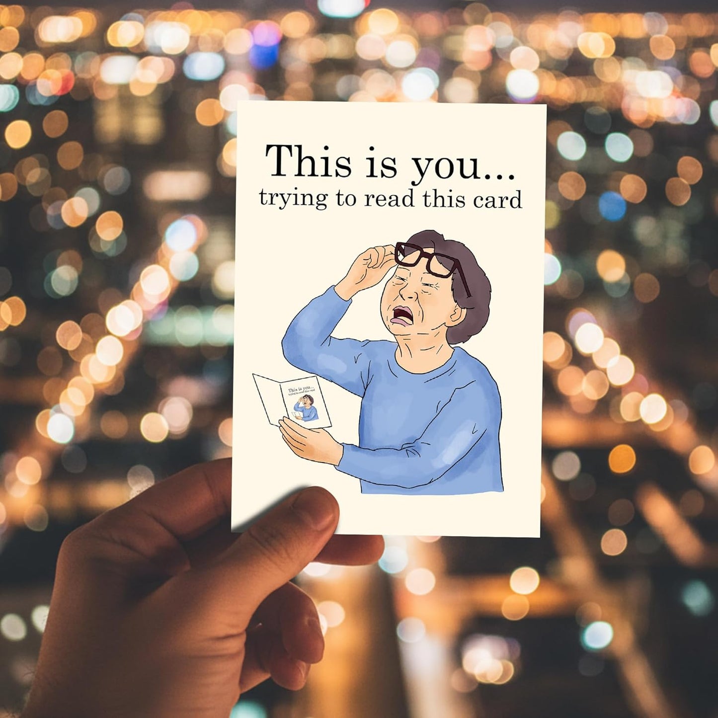 This is you trying to read this card - Funny Birthday Card – Hilarious Happy Birthday Cards for Men, Women, Dad, Mom, Brother, Sister, Friends & Family – Unique Greeting Card for Birthday Gifts & Party Decorations