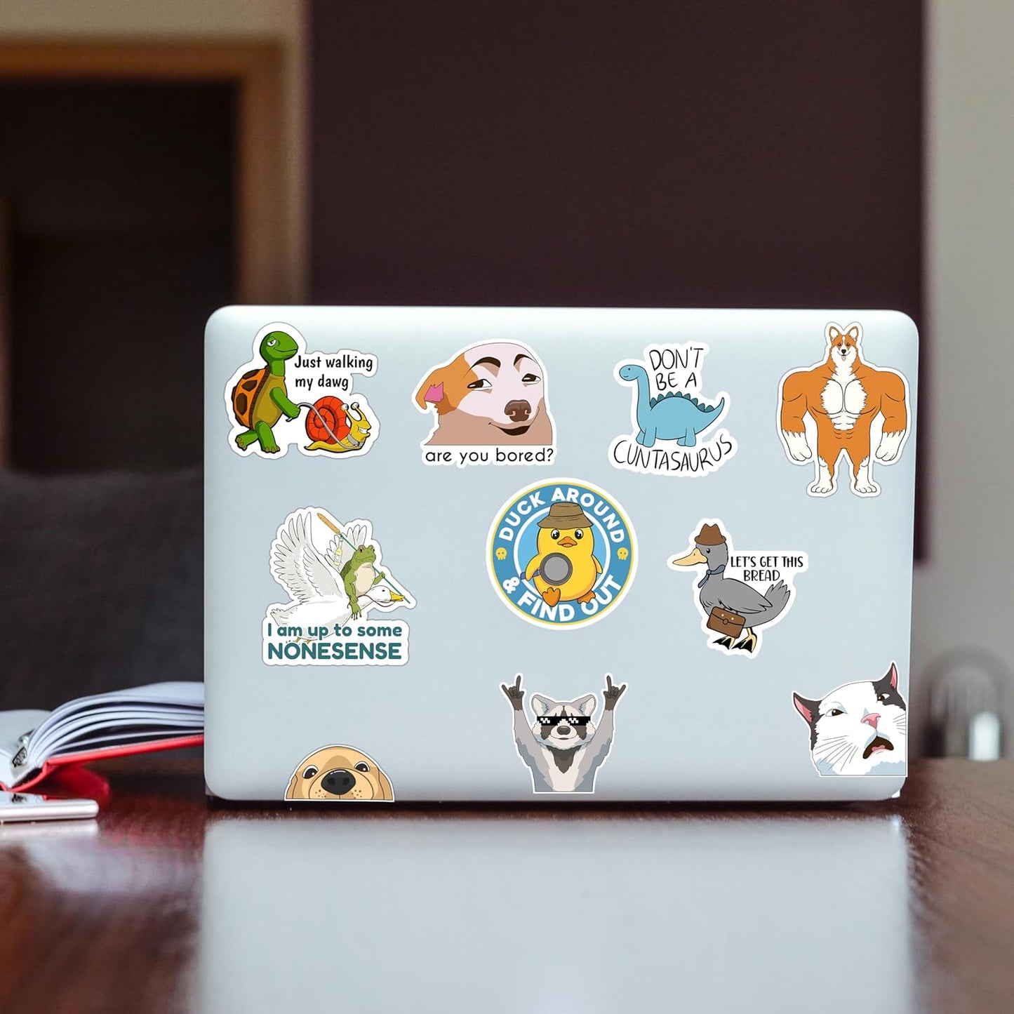 120pcs Funny Animal Stickers for Adults (Dirty), Hiliarious Water Bottle Sticker Cat Dogs Pack for Teens, Cute Laptop Computer Stickers Bold Meme