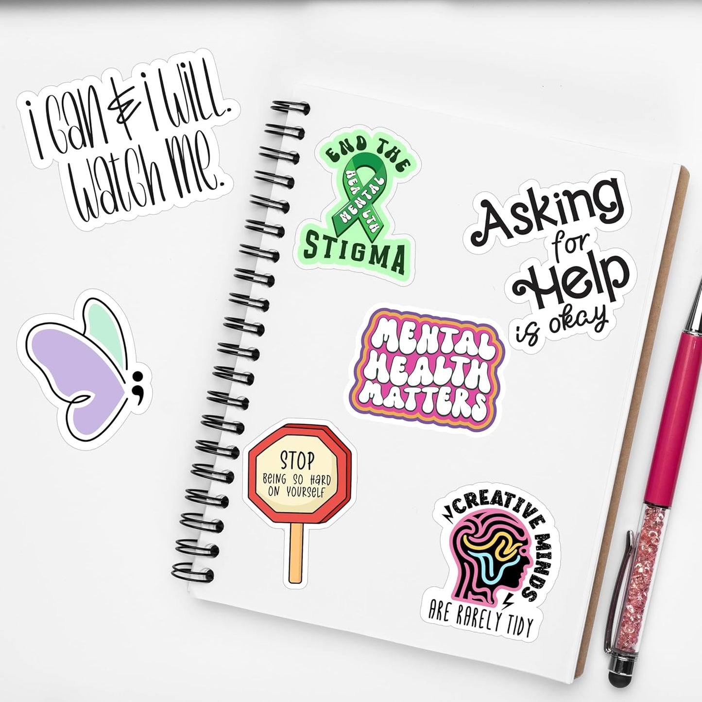 150 PCS Mental Health Matters Stickers Pack for Journals, Laptops, Water Bottles, Therapist Office Decor, Counselor Office Must Haves, Positive Quote Decals for Mental Health Awareness (150)
