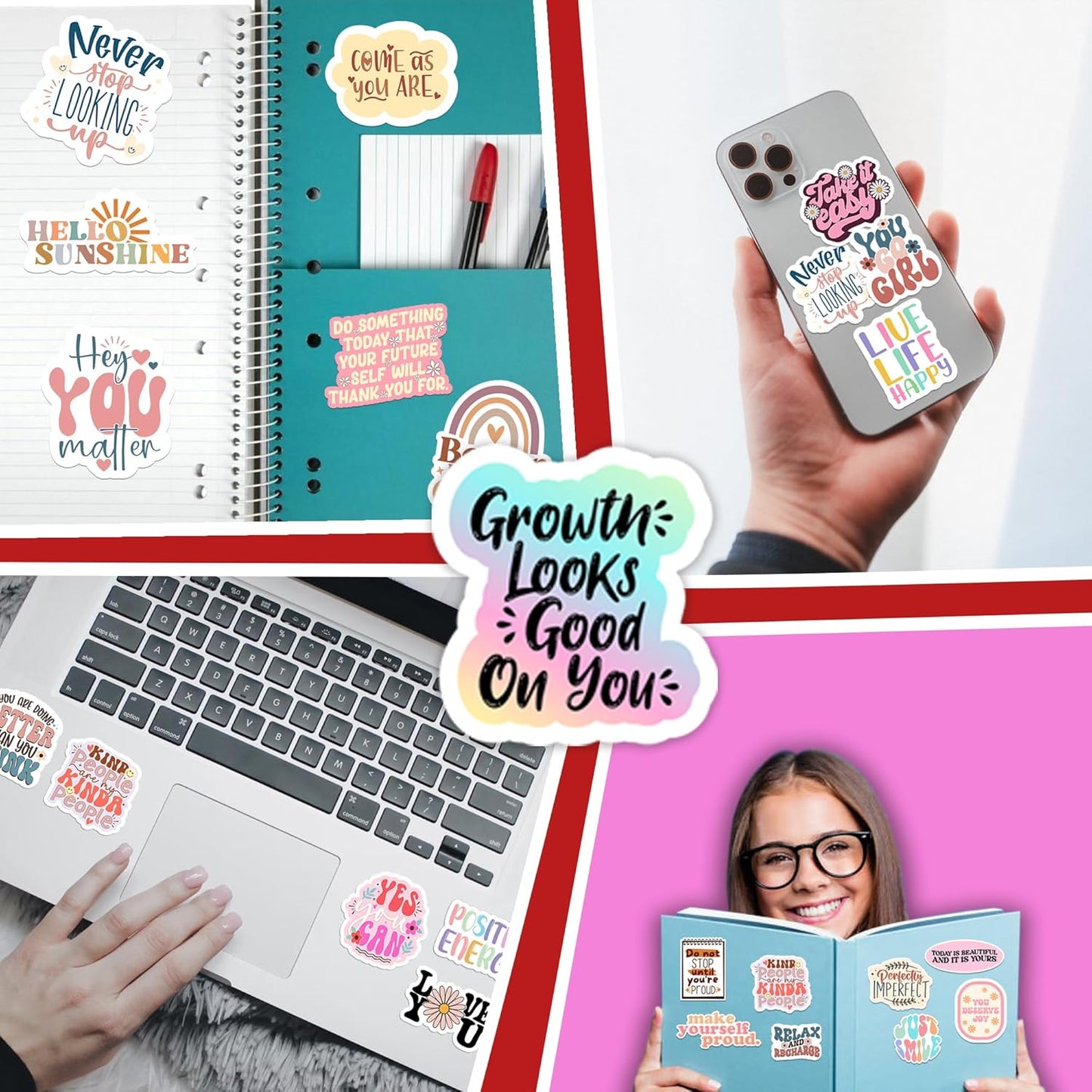 300PCS Mental Health & Affirmation Stickers – for Vision Board, Positive Inspirational Decals for Water Bottles, Laptops, Planners, Journals, Scrapbooks & Teachers