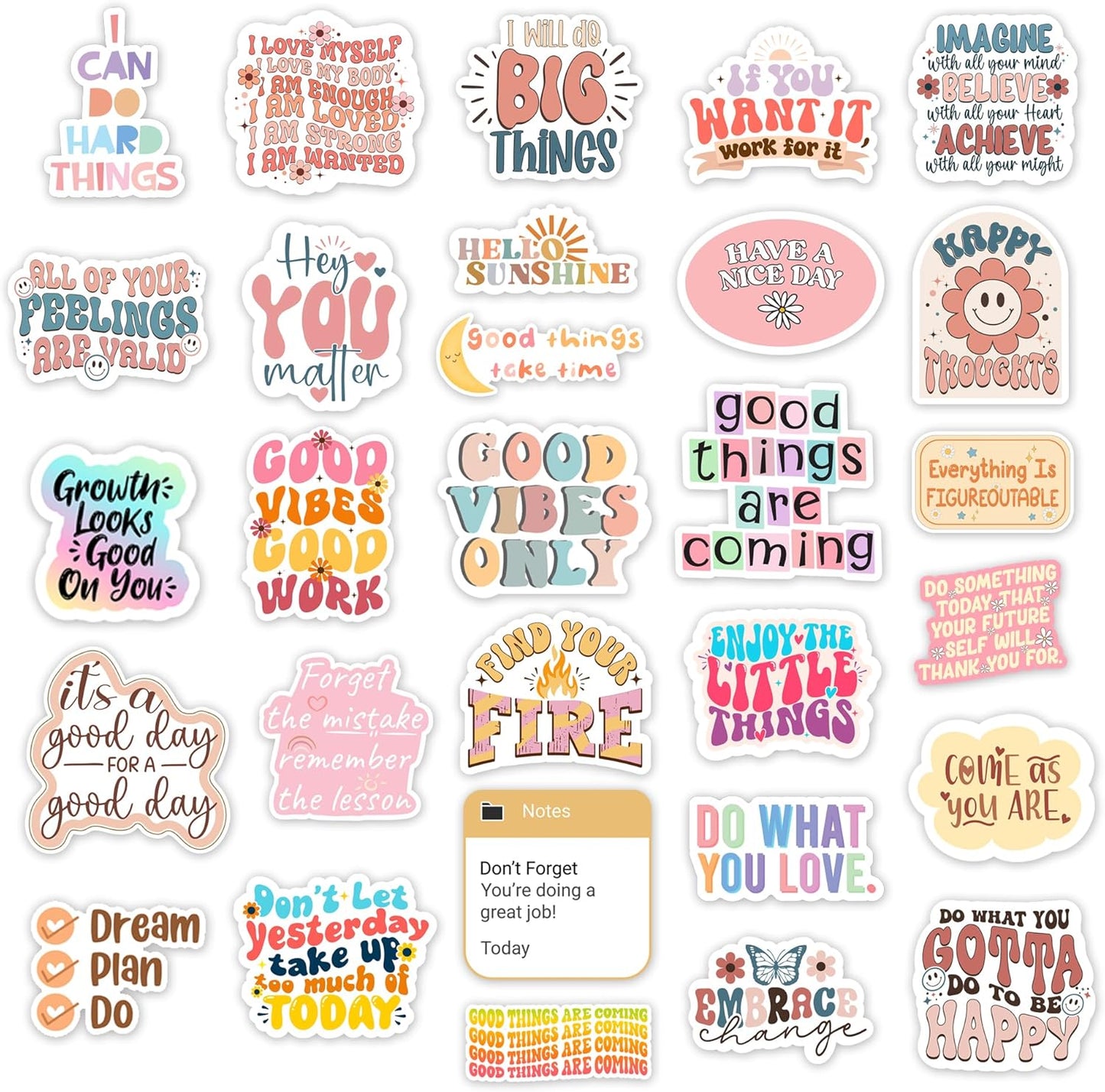 300PCS Mental Health & Affirmation Stickers – for Vision Board, Positive Inspirational Decals for Water Bottles, Laptops, Planners, Journals, Scrapbooks & Teachers