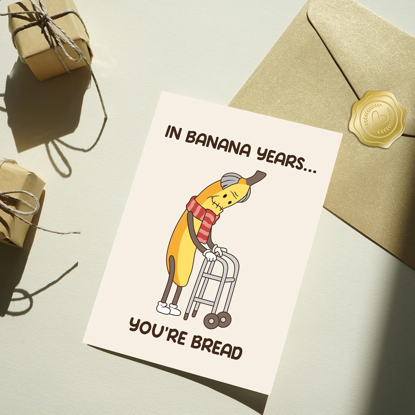 In banana years - Funny Birthday Card – Hilarious Happy Birthday Cards for Men, Women, Dad, Mom, Brother, Sister, Friends & Family – Unique Greeting Card for Birthday Gifts & Party Decorations