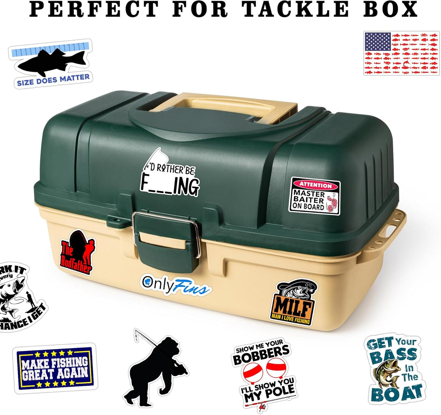 74pcs Funny Fishing Stickers for Tackle Box, Bucket, Father's Day Gift Waterproof Laptop Car Vinyl Skateboard Water Bottle Hard hat Tool Travel Case Guitar