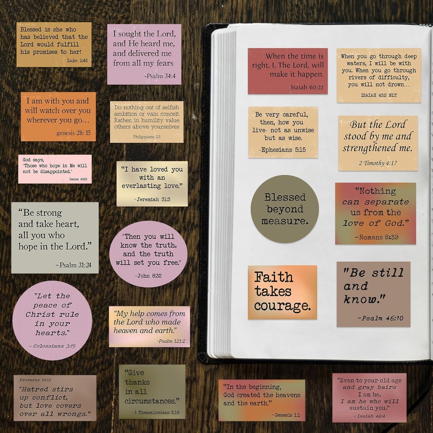 156PCS Bible Verse Stickers, Christian Scripture Inspirational Quote Sticker, Typewriter Vintage Stickers, Bible Study Supplies for Scrapbooking, Water Bottle, Laptop (156, Vintage)
