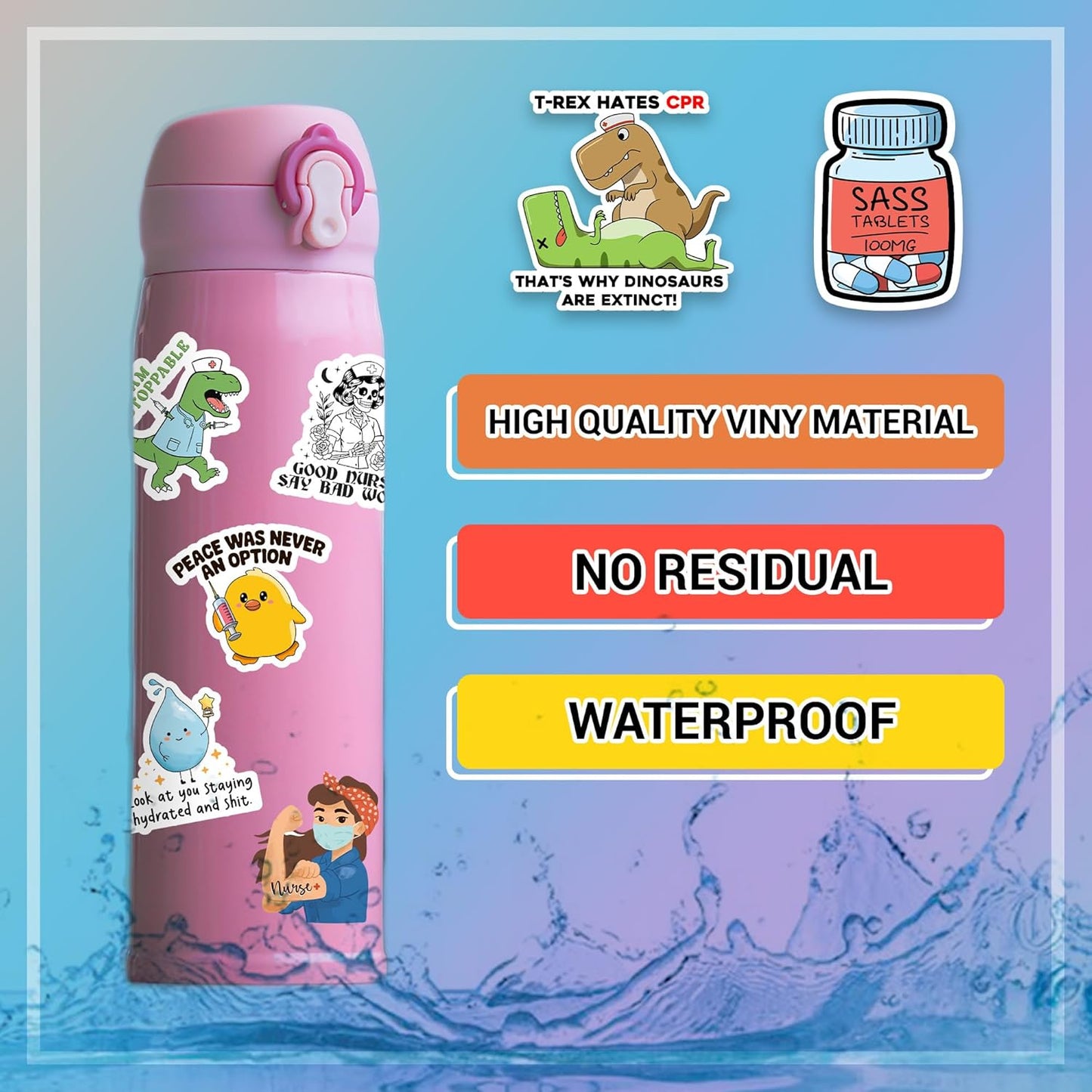 120Pcs Funny Nurse Stickers, Nursing Gifts, Hilarious Sticker Pack, Medical Decals for Computer, Cups, Planner Laptop, Water Bottle Gifts for Health Care Workers (120, Nurse)