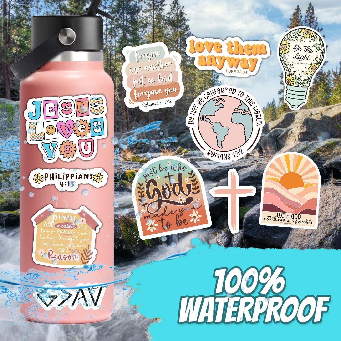 123 PCS Christian Bible Verse Stickers – Scripture Inspiring Journaling & Religious Study Decals for Water Bottles, Laptops, Notebooks – Vinyl Waterproof