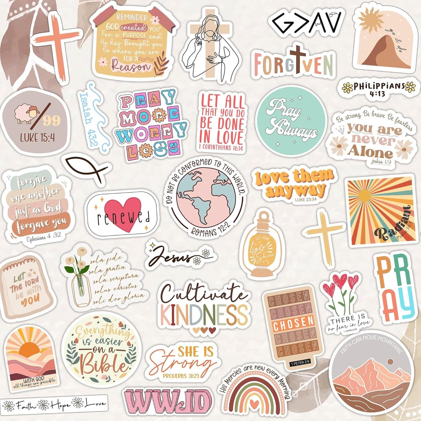 123 PCS Christian Bible Verse Stickers – Scripture Inspiring Journaling & Religious Study Decals for Water Bottles, Laptops, Notebooks – Vinyl Waterproof