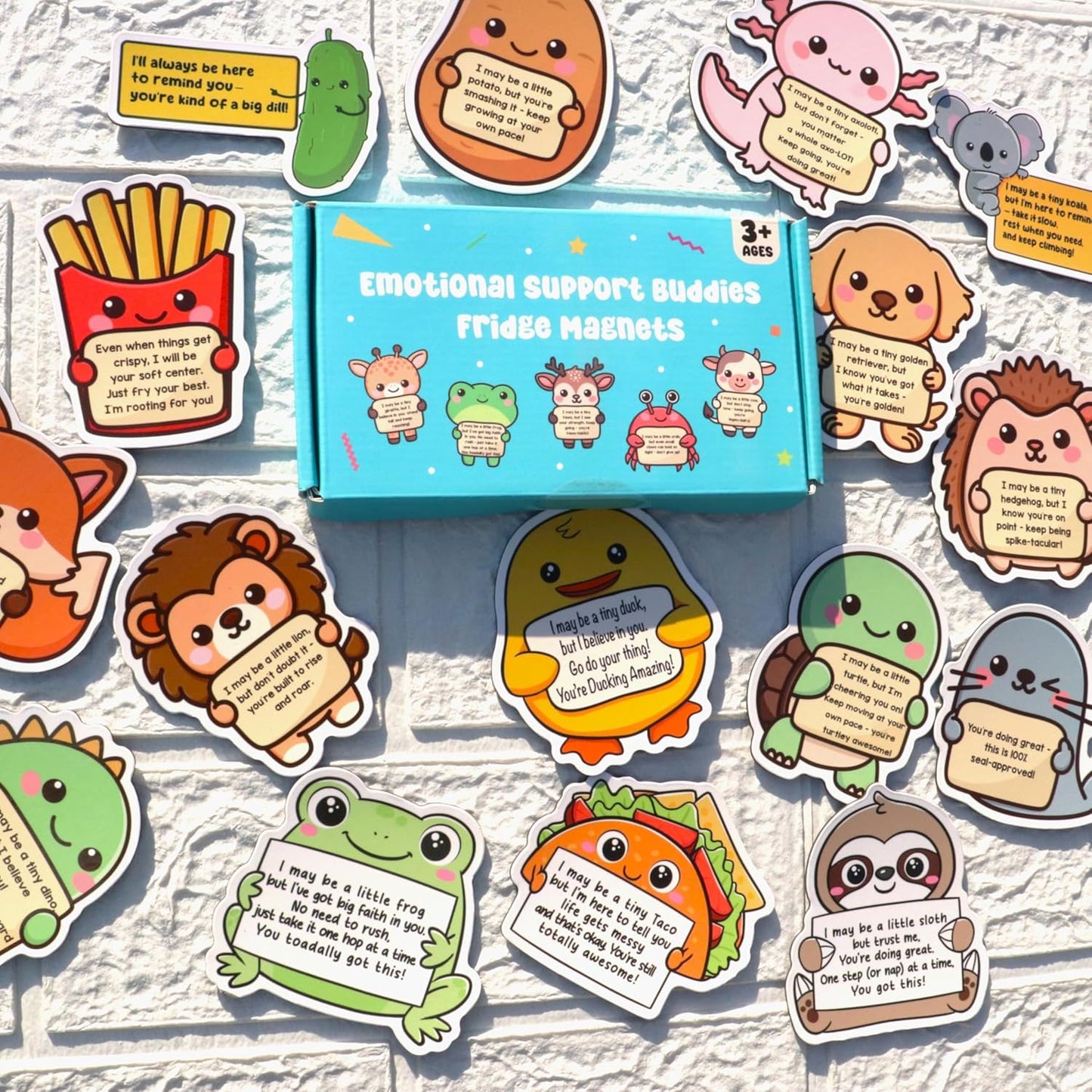 16PCS Emotional Support Animal Fridge Magnets – Uplifting Affirmation Gifts for Kids, Refridgerator Cabinet Door Dishwasher for Home/Office Decoration, Children