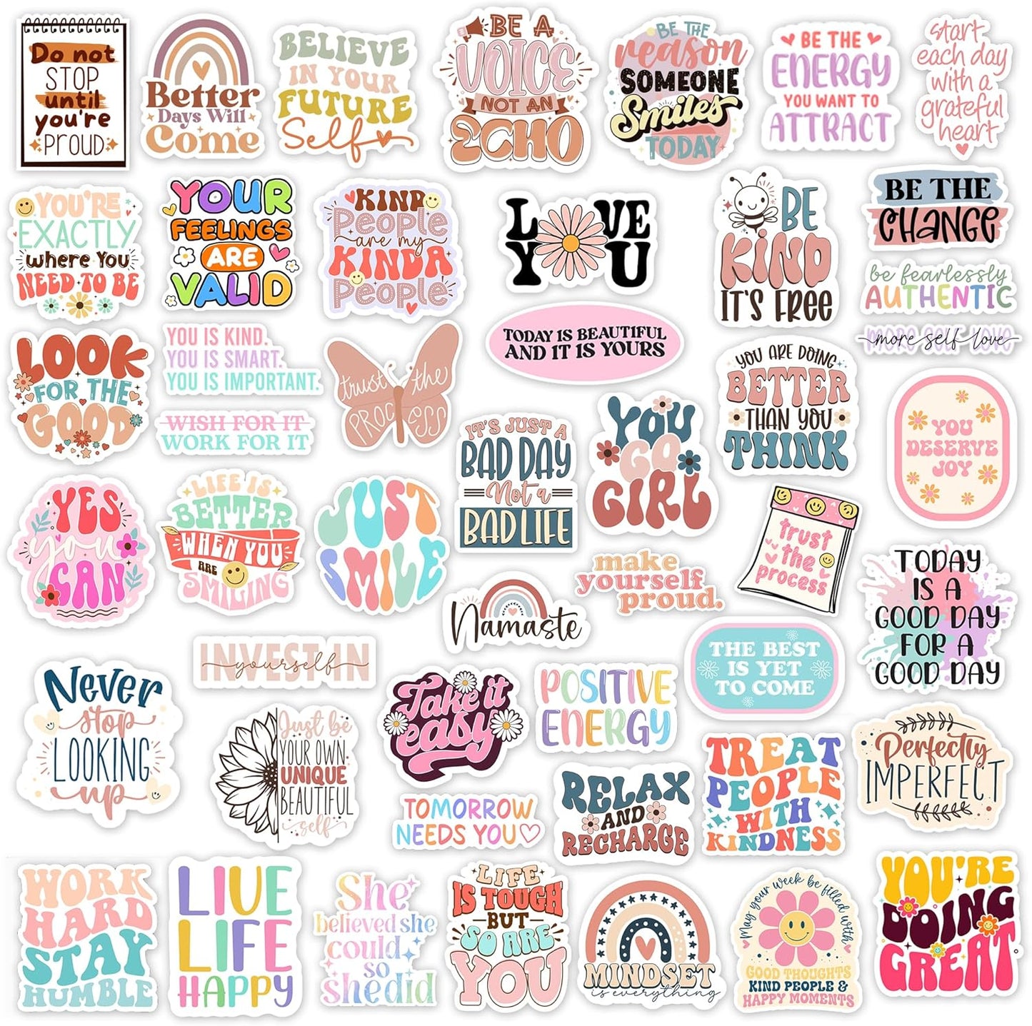 300PCS Mental Health & Affirmation Stickers – for Vision Board, Positive Inspirational Decals for Water Bottles, Laptops, Planners, Journals, Scrapbooks & Teachers