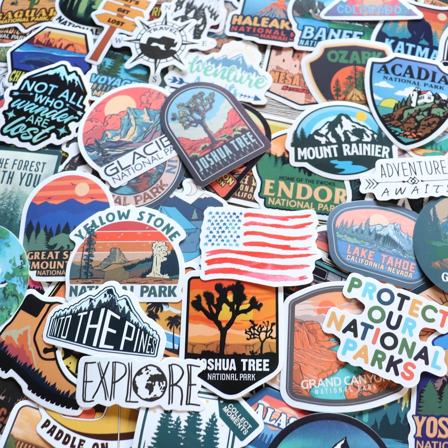 156 Pcs National Parks Sticker Pack, Outdoor Nature Camping Hiking Inspired Waterproof Vinyl Decals for Water Bottles Laptop Car, Travel Adventure Partks Sticker