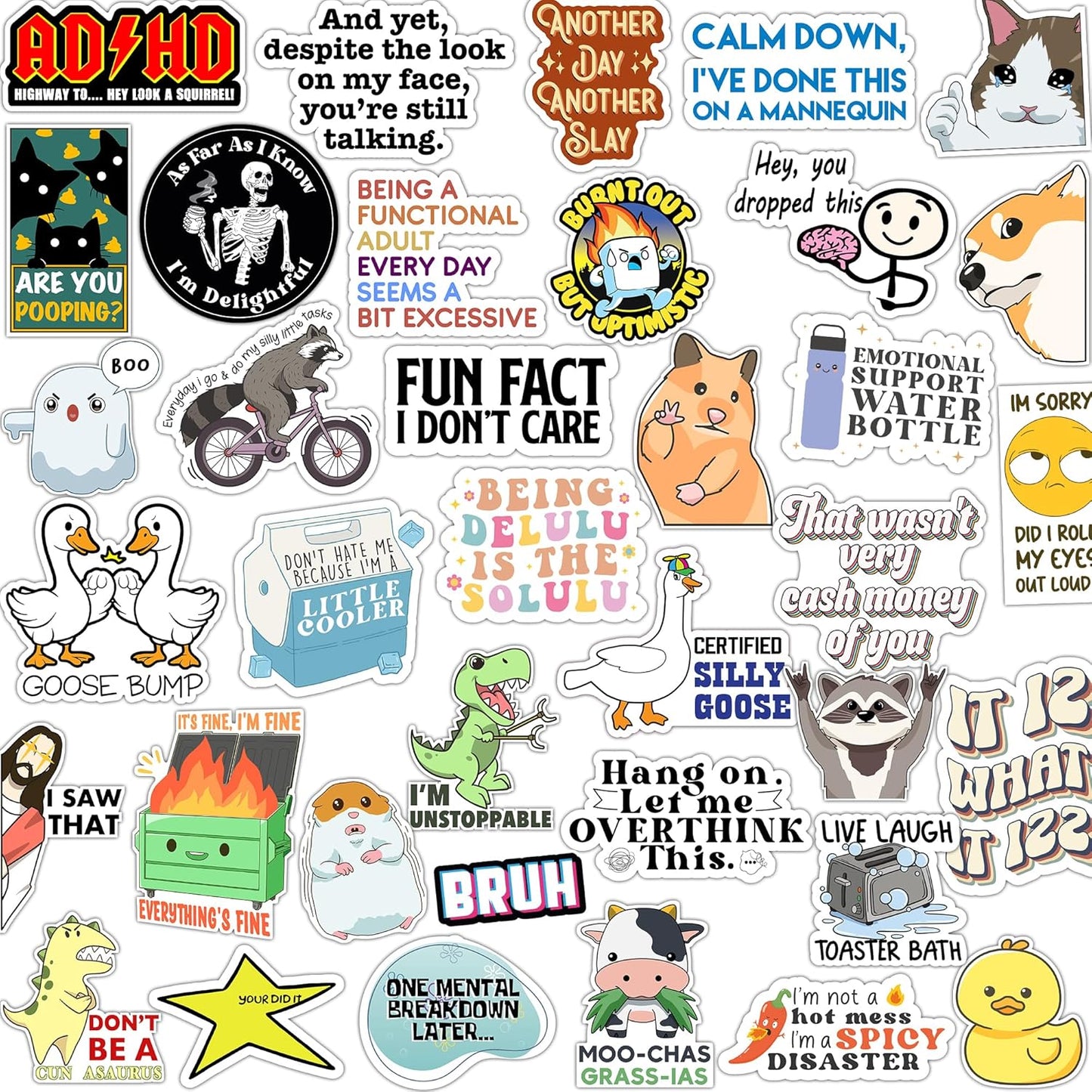 123PCS Stickers Pack for Adults, Women, Nurses, Bulk Sarcastic Sticker Pack for Water Bottles, Laptop, Bumper, Phone, Window Bumper Humor Joke Vinyl Waterproof