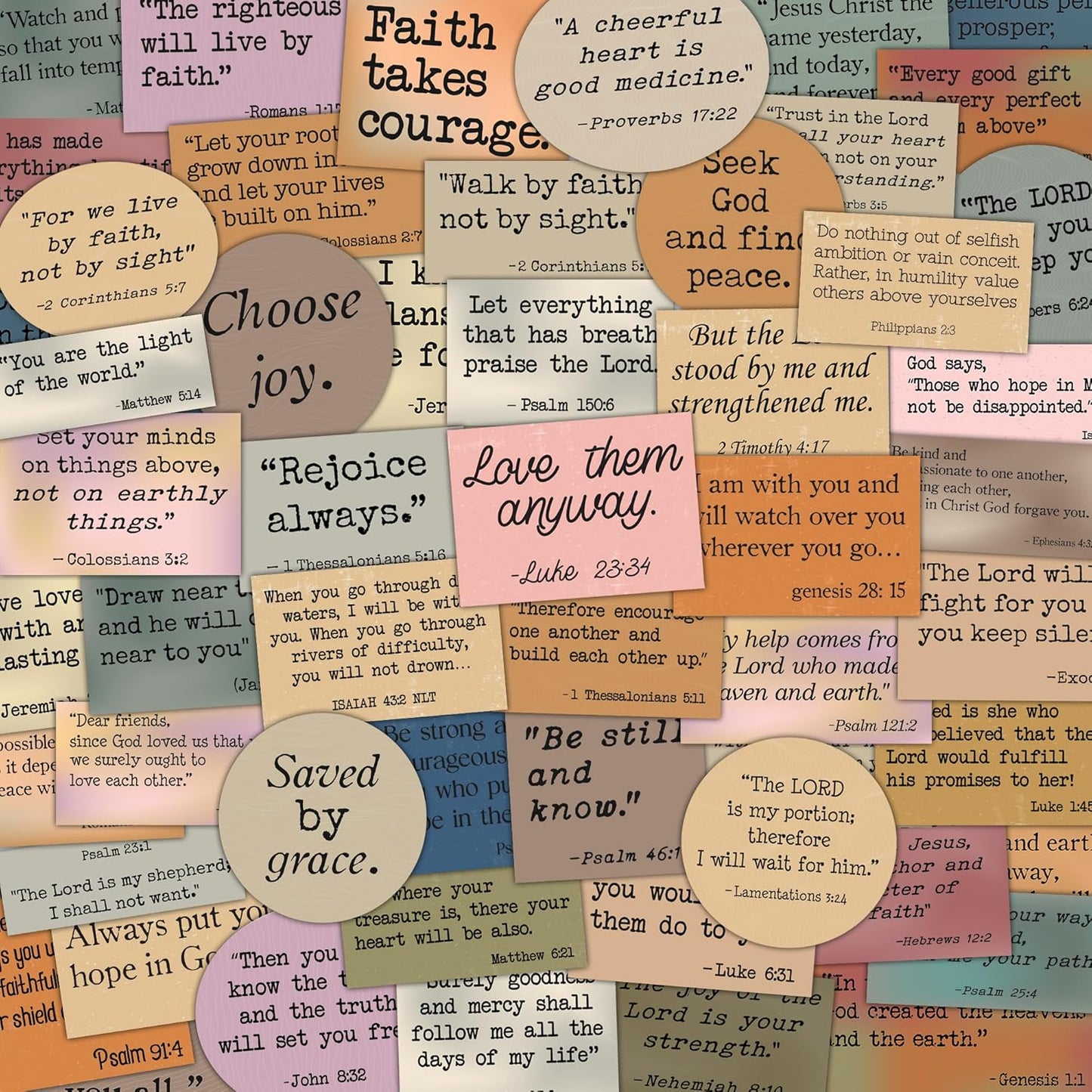 156PCS Bible Verse Stickers, Christian Scripture Inspirational Quote Sticker, Typewriter Vintage Stickers, Bible Study Supplies for Scrapbooking, Water Bottle, Laptop (156, Vintage)