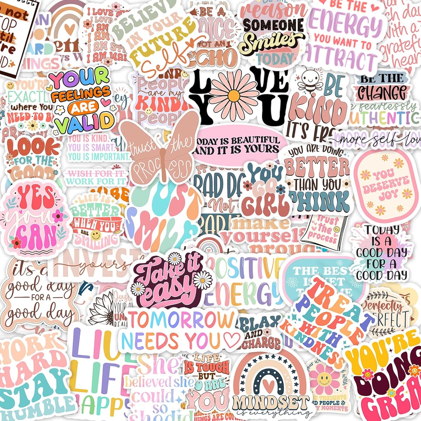 300PCS Mental Health & Affirmation Stickers – for Vision Board, Positive Inspirational Decals for Water Bottles, Laptops, Planners, Journals, Scrapbooks & Teachers
