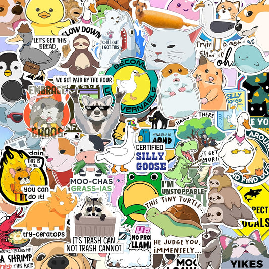 120pcs Funny Animal Stickers for Adults (Dirty), Hiliarious Water Bottle Sticker Cat Dogs Pack for Teens, Cute Laptop Computer Stickers Bold Meme