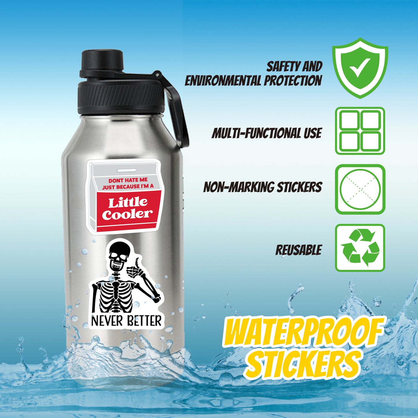 130 Pcs Funny Saying Stickers for Adults Quote Water Bottles Stickers Pack Waterproof Cool Accessory for Laptop, Bumper, Phone, Hard Hats, Wall, Window Decals