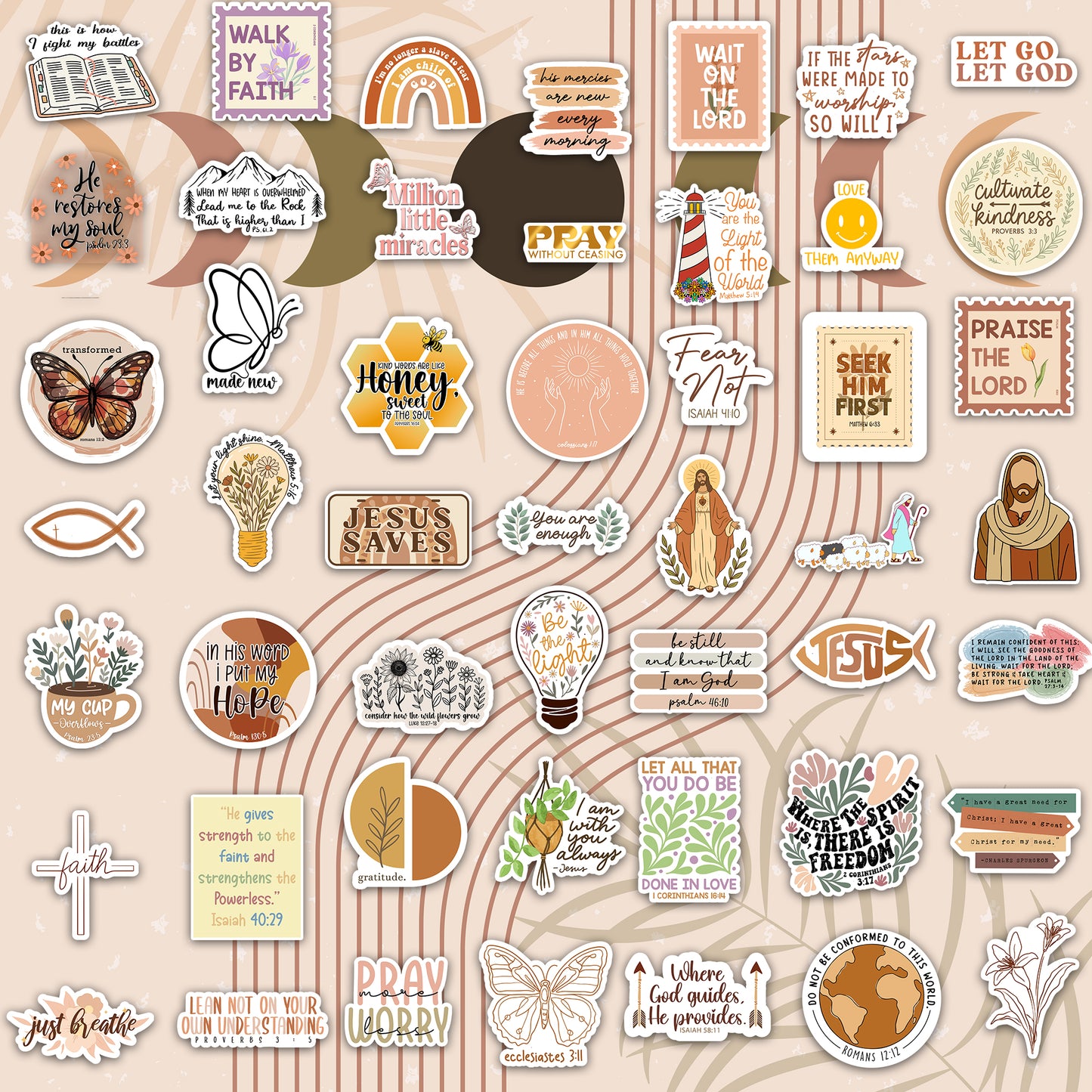 160pcs Boho Christian Stickers Inspirational Bible Verse Stickers, Waterproof Vinyl Faith & Jesus Decals for Journaling Bibles Water Bottle Scrapbook Laptop Gifts for Kids