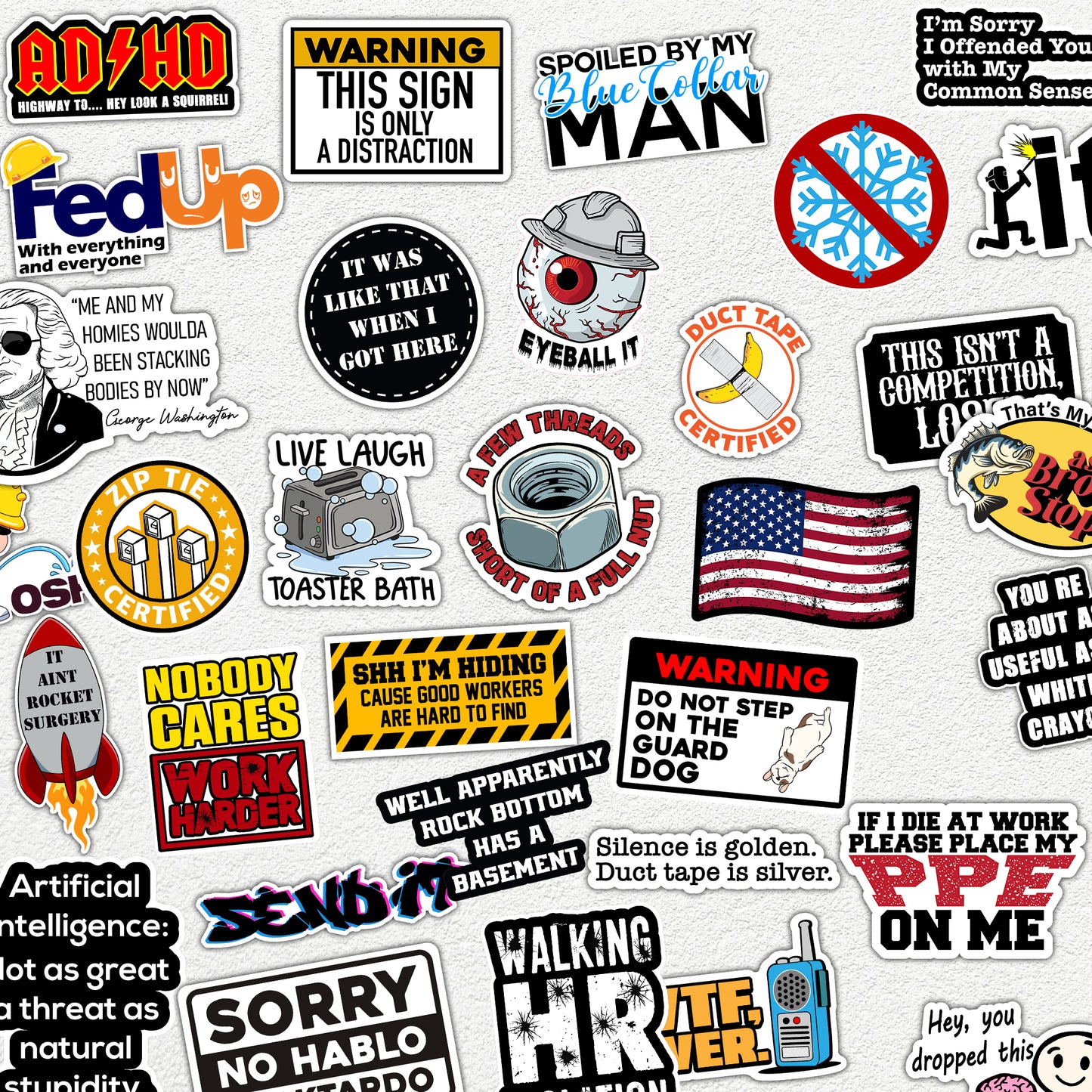 166 pcs Funny Hard Hat Stickers for Men, Adults - Waterproof Vinyl for Welding Helmet, Tool Box, Tools - Blue Collar Gifts for Men, Mechanic, Co-Workers Union