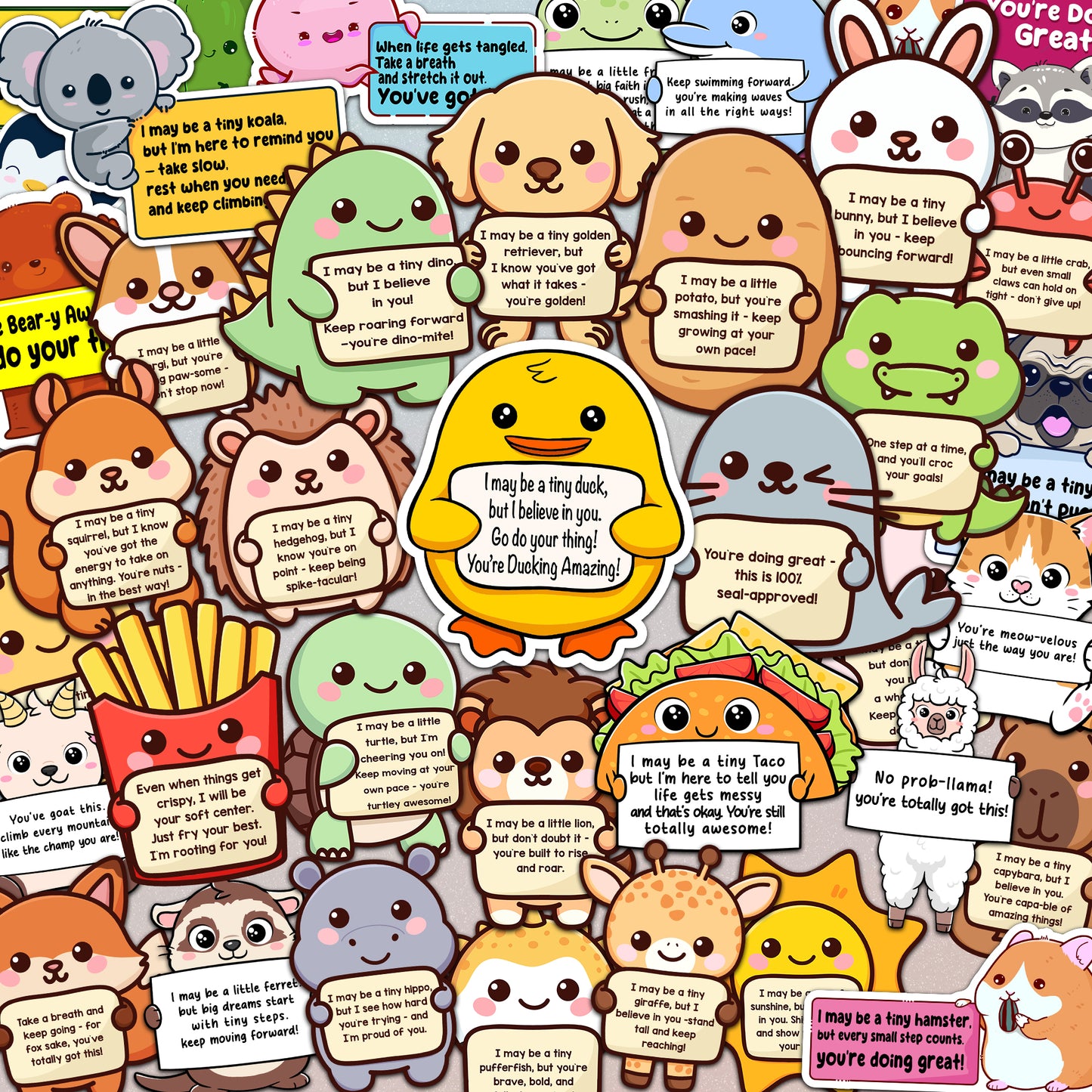 100PCS Emotional Support Animal Stickers – Affirmation Sticker Pack for Adults or Kids Cute Inspirational Buddies for Water Bottles, Laptops, Phones, Positive Quote Vinyl