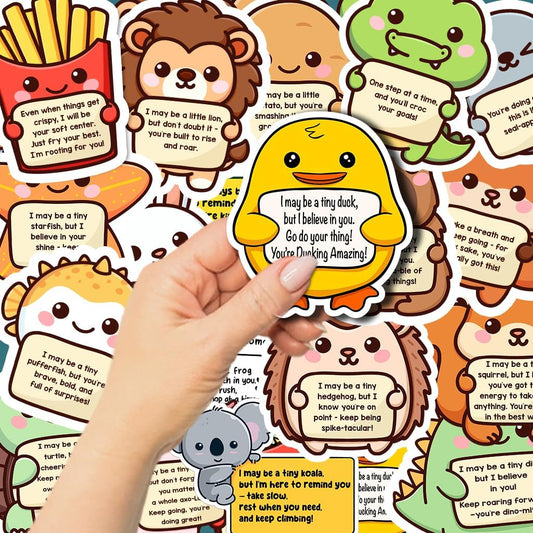 50PCS Emotional Support Animal Stickers – Affirmation Sticker Pack for Adults or Kids Cute Inspirational Buddies for Water Bottles, Laptops, Phones, Positive Quote Vinyl