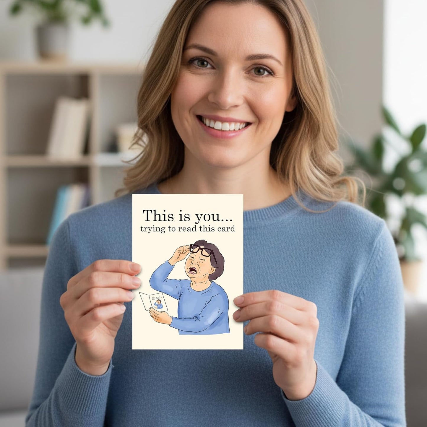 This is you trying to read this card - Funny Birthday Card – Hilarious Happy Birthday Cards for Men, Women, Dad, Mom, Brother, Sister, Friends & Family – Unique Greeting Card for Birthday Gifts & Party Decorations