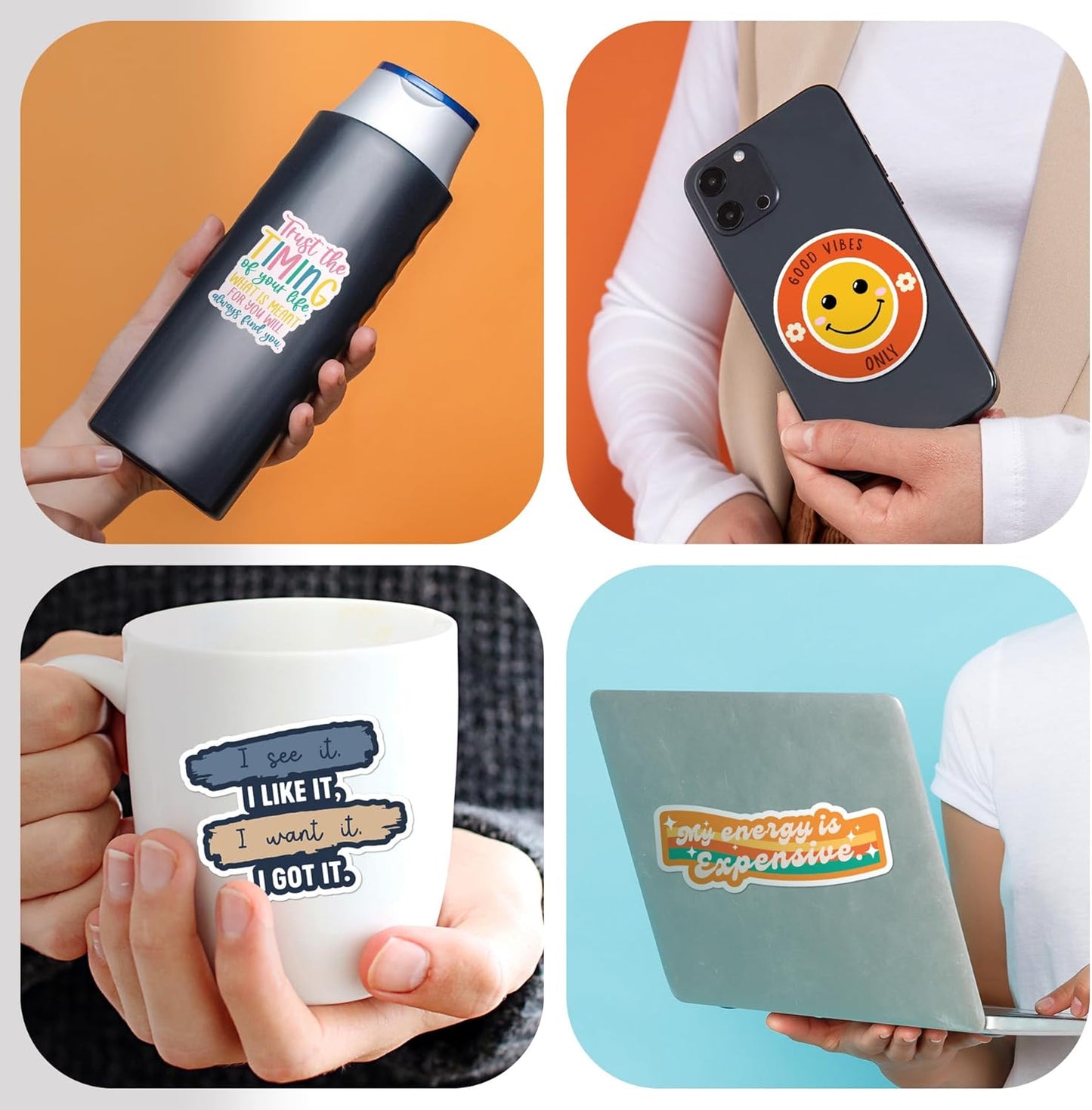 300Pcs Holographic Motivational Stickers Positive for Kids, Affirmation Sticker Pack for Water Bottles, Journalds, Notebooks, Scrapbook Vision Board Daily Positivity Quote for self Care