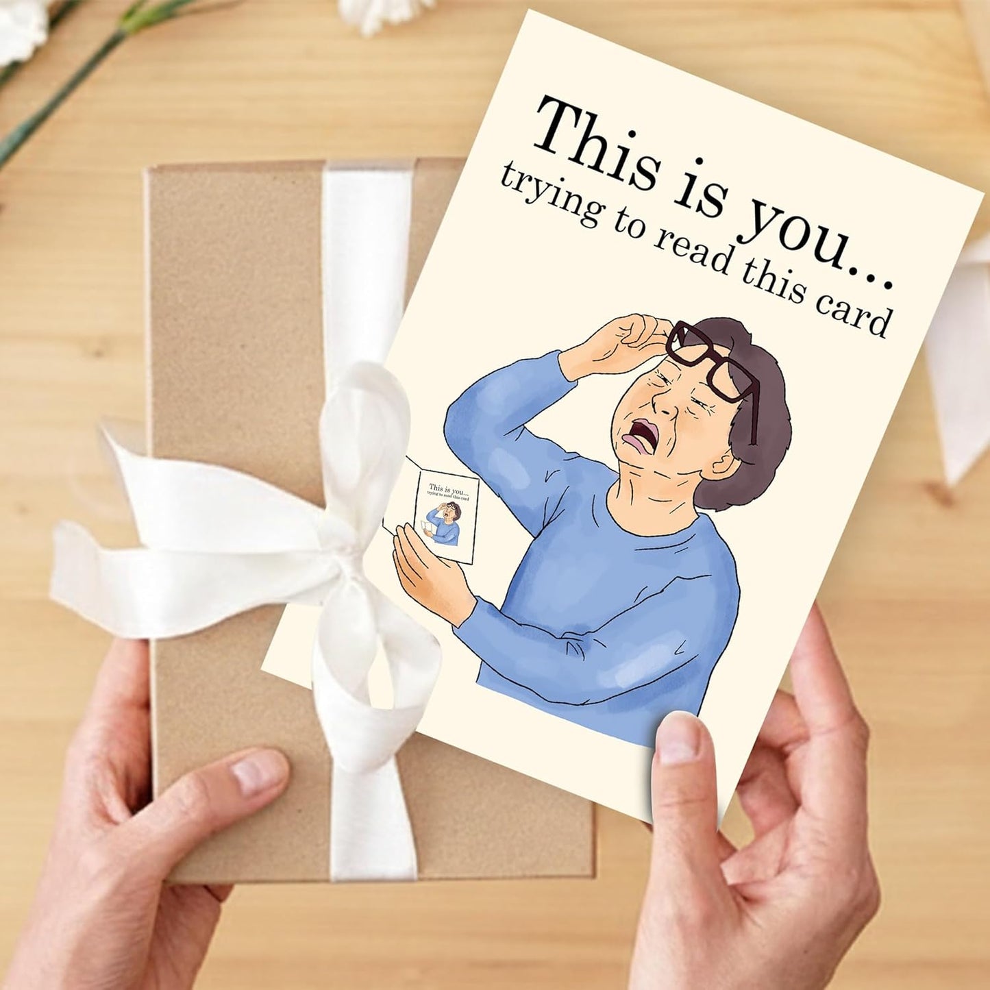 This is you trying to read this card - Funny Birthday Card – Hilarious Happy Birthday Cards for Men, Women, Dad, Mom, Brother, Sister, Friends & Family – Unique Greeting Card for Birthday Gifts & Party Decorations