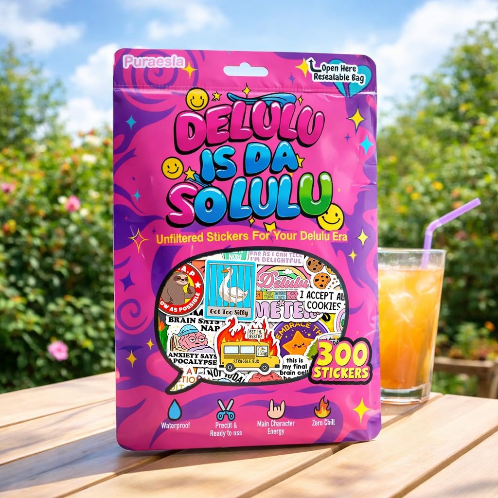 Delulu Is Da Solulu – Holographic Sarcastic Sticker Collection (300pcs) by Puraesla