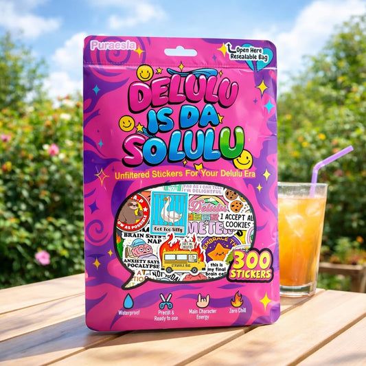 Delulu Is Da Solulu – Holographic Sarcastic Sticker Collection (300pcs) by Puraesla