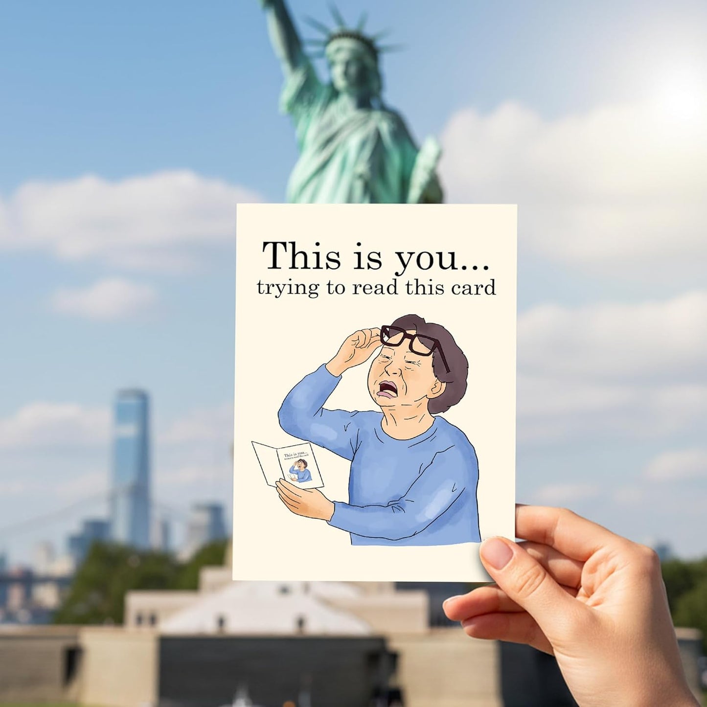 This is you trying to read this card - Funny Birthday Card – Hilarious Happy Birthday Cards for Men, Women, Dad, Mom, Brother, Sister, Friends & Family – Unique Greeting Card for Birthday Gifts & Party Decorations