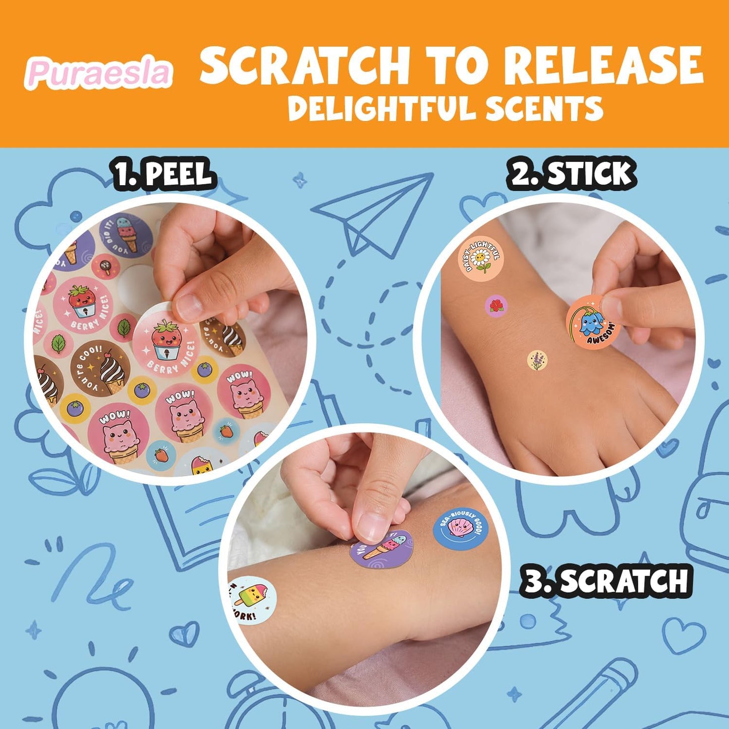 1700 PCS Scratch and Sniff Stickers for Kids by Puraesla- 15 Unique Scents, Scented Reward Stickers for Teachers, Classroom Prizes, Motivational Stickers, Kids Rewards, Back to School Supplies
