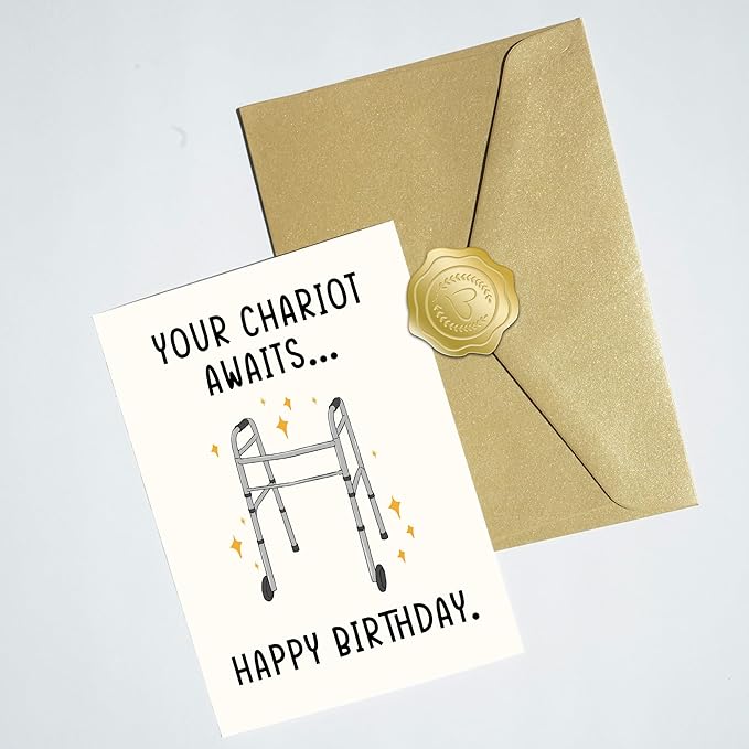 Your chariot awaits - Funny Birthday Card – Hilarious Happy Birthday Cards for Men, Women, Dad, Mom, Brother, Sister, Friends & Family – Unique Greeting Card for Birthday Gifts & Party Decorations