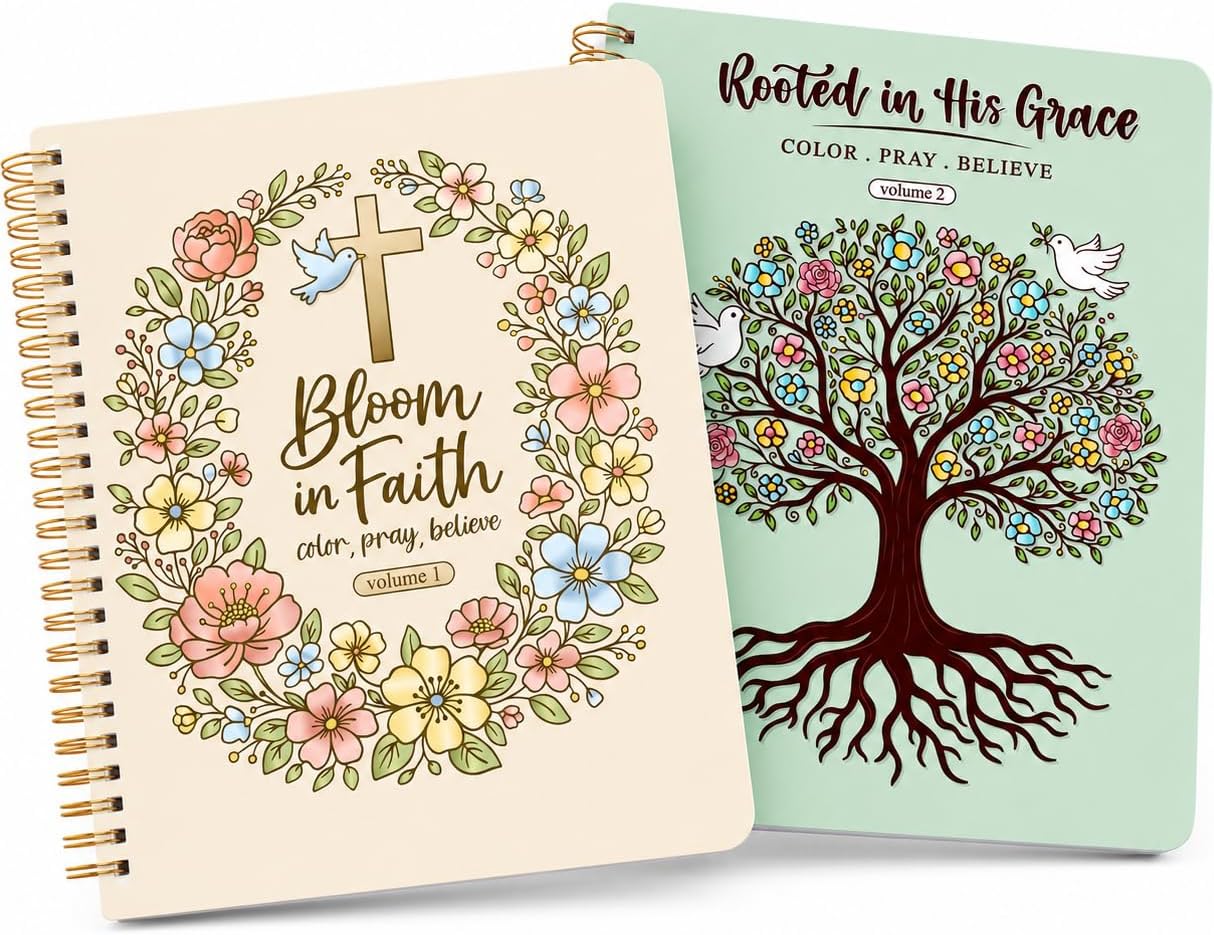 2PCS Christian Coloring Books by Puraesla - for Adults or Kids, Jesus Faith Bible in a Year Art, Religious Scripture Bible Verses Craft for Women, Family (2PCS Bible Verses)