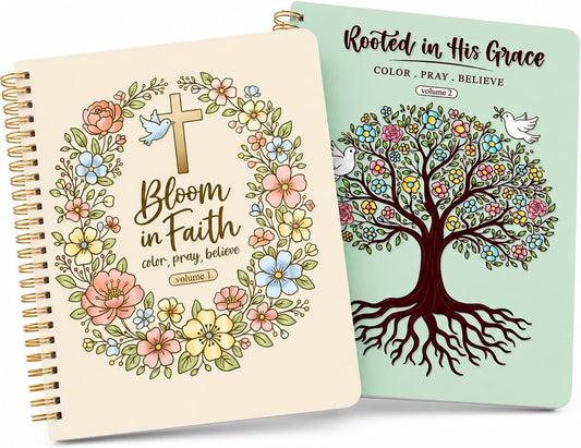 2PCS Christian Coloring Books by Puraesla - for Adults or Kids, Jesus Faith Bible in a Year Art, Religious Scripture Bible Verses Craft for Women, Family (2PCS Bible Verses)