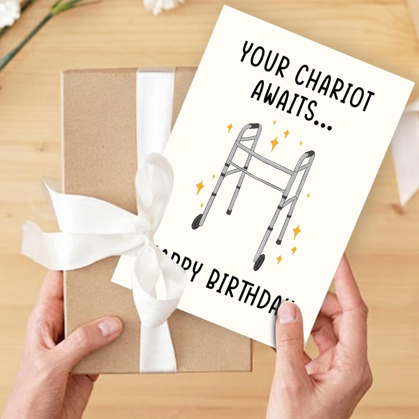 Your chariot awaits - Funny Birthday Card – Hilarious Happy Birthday Cards for Men, Women, Dad, Mom, Brother, Sister, Friends & Family – Unique Greeting Card for Birthday Gifts & Party Decorations